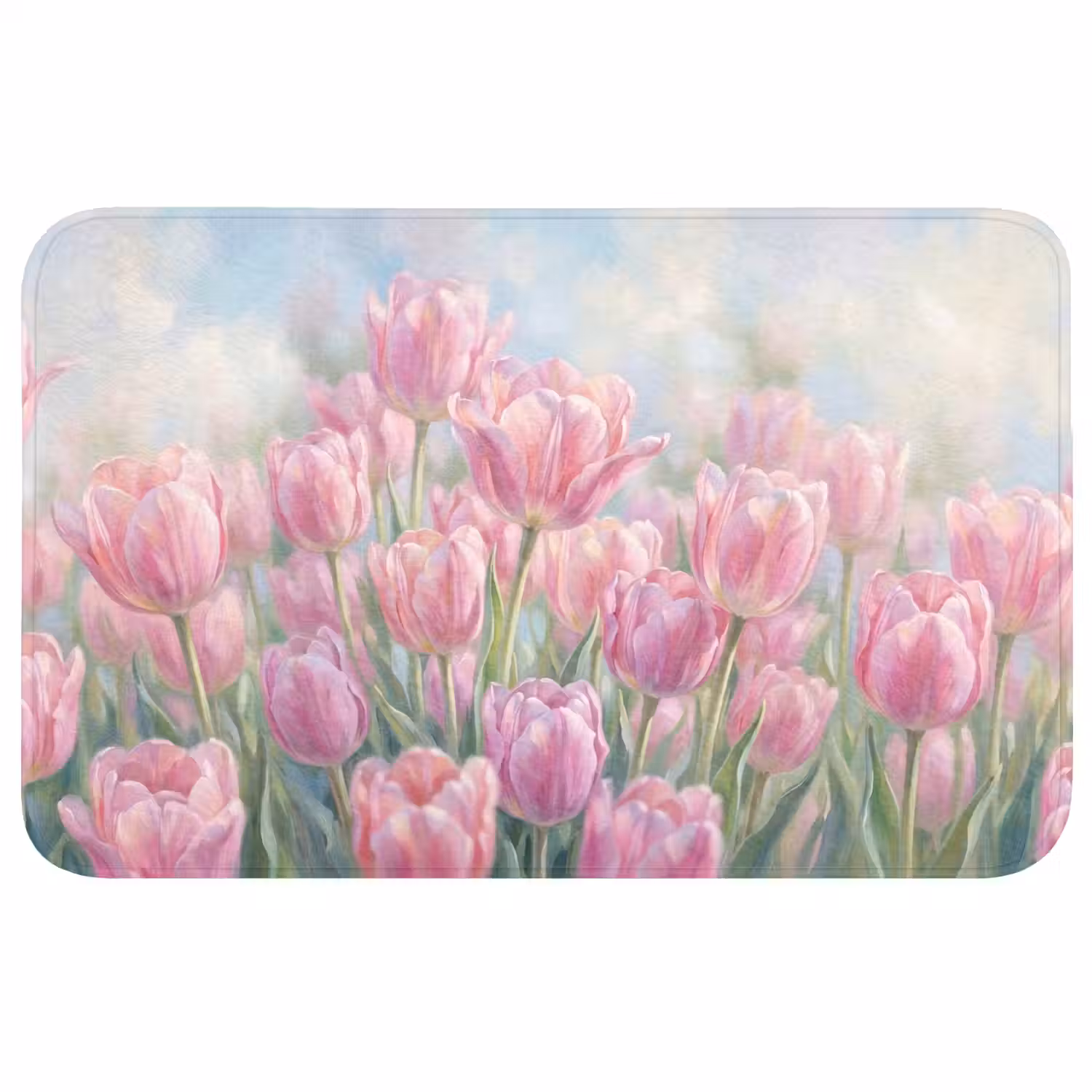 Tulpen - Veld - Lente - Roze Badmat middel -3d