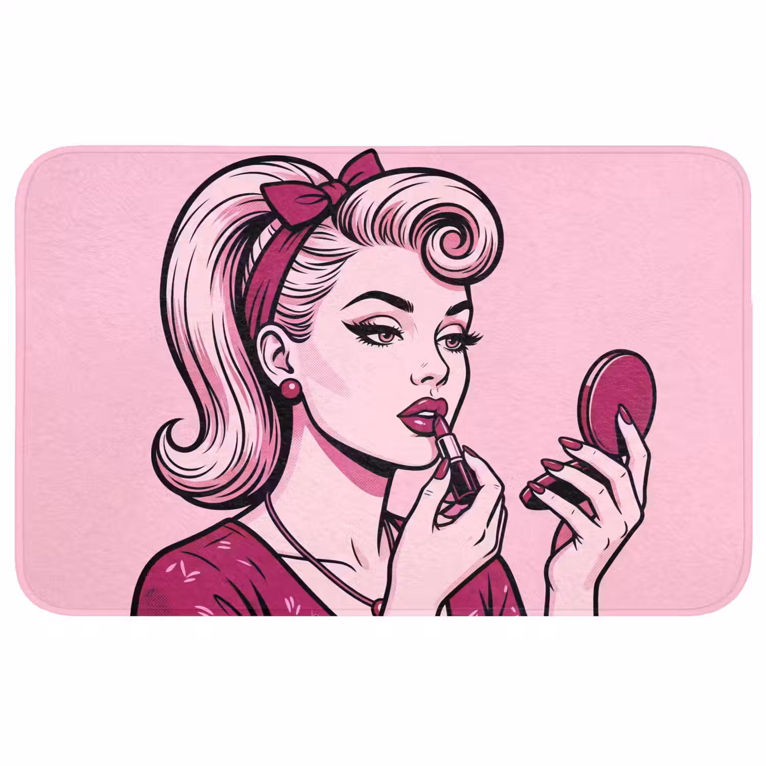 Vintage - Vrouw - Roze Badmat middel -3d