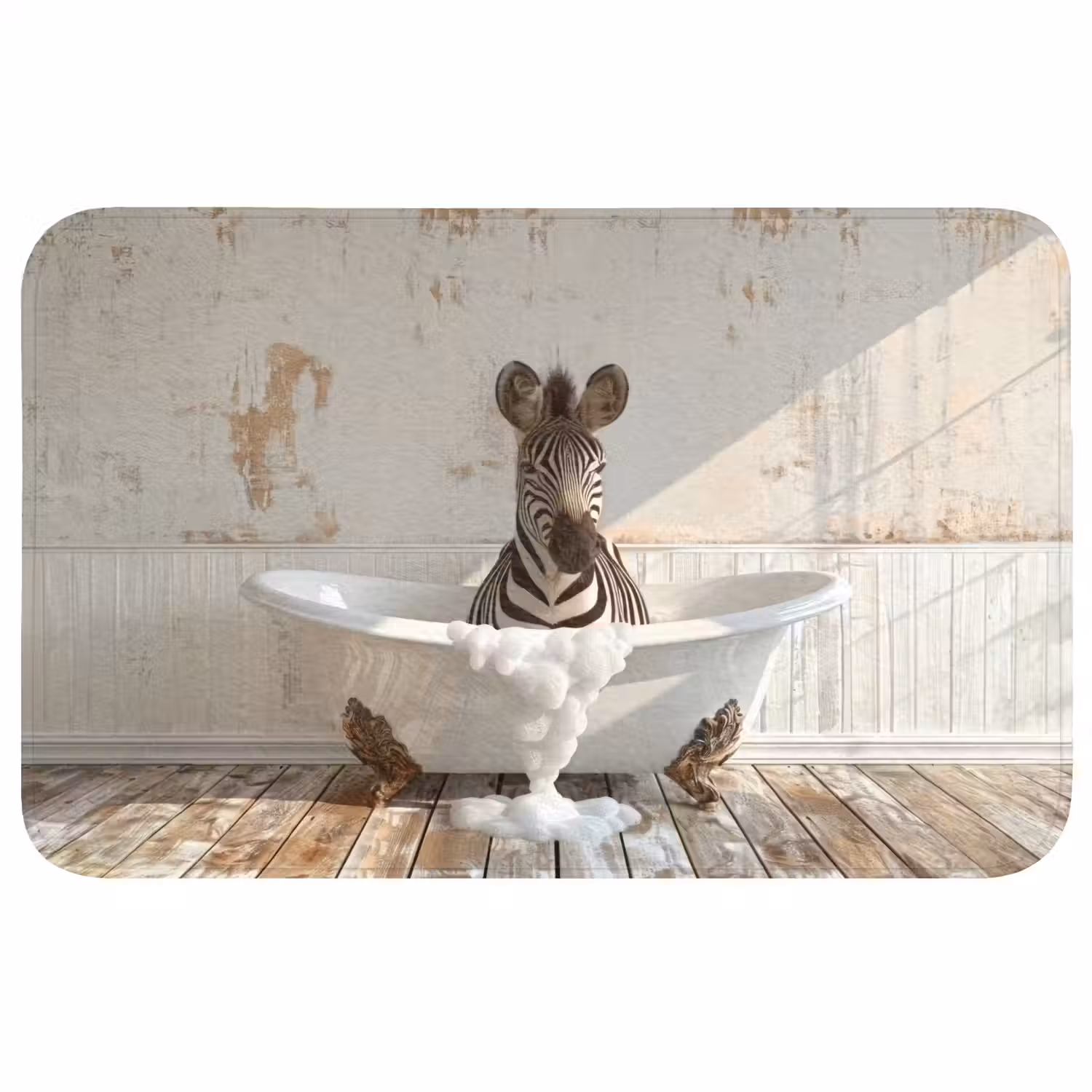 Vintage - Zebra - Wilde dieren - Badkuip Badmat middel -3d