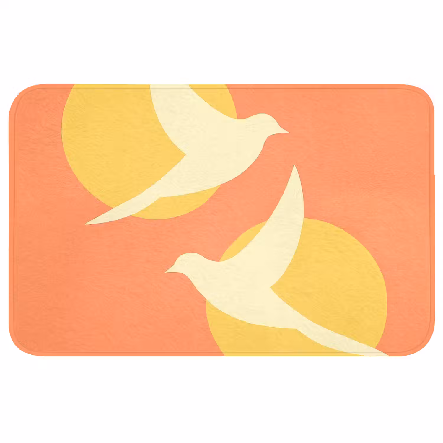 Vogels - Cirkels - Geel Badmat middel -3d