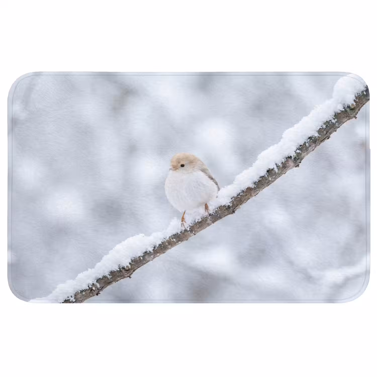 Vogeltje - Sneeuw - Tak - Winter - Zacht Badmat middel -3d
