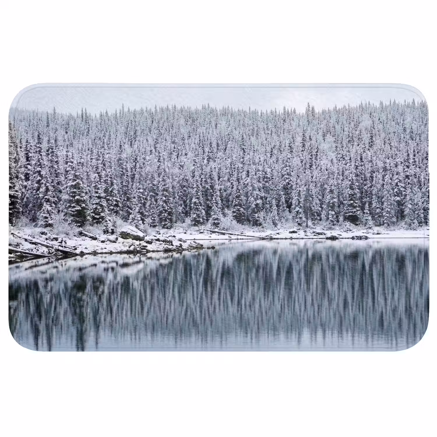 Bos - Reflectie - Meer - Winter - Serene Badmat middel -3d