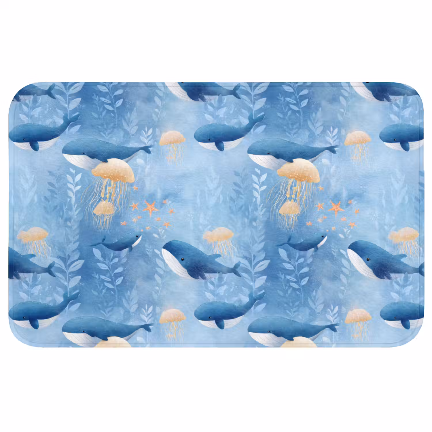 Walvissen - Oceaan - Blauw Badmat middel 997 -3d