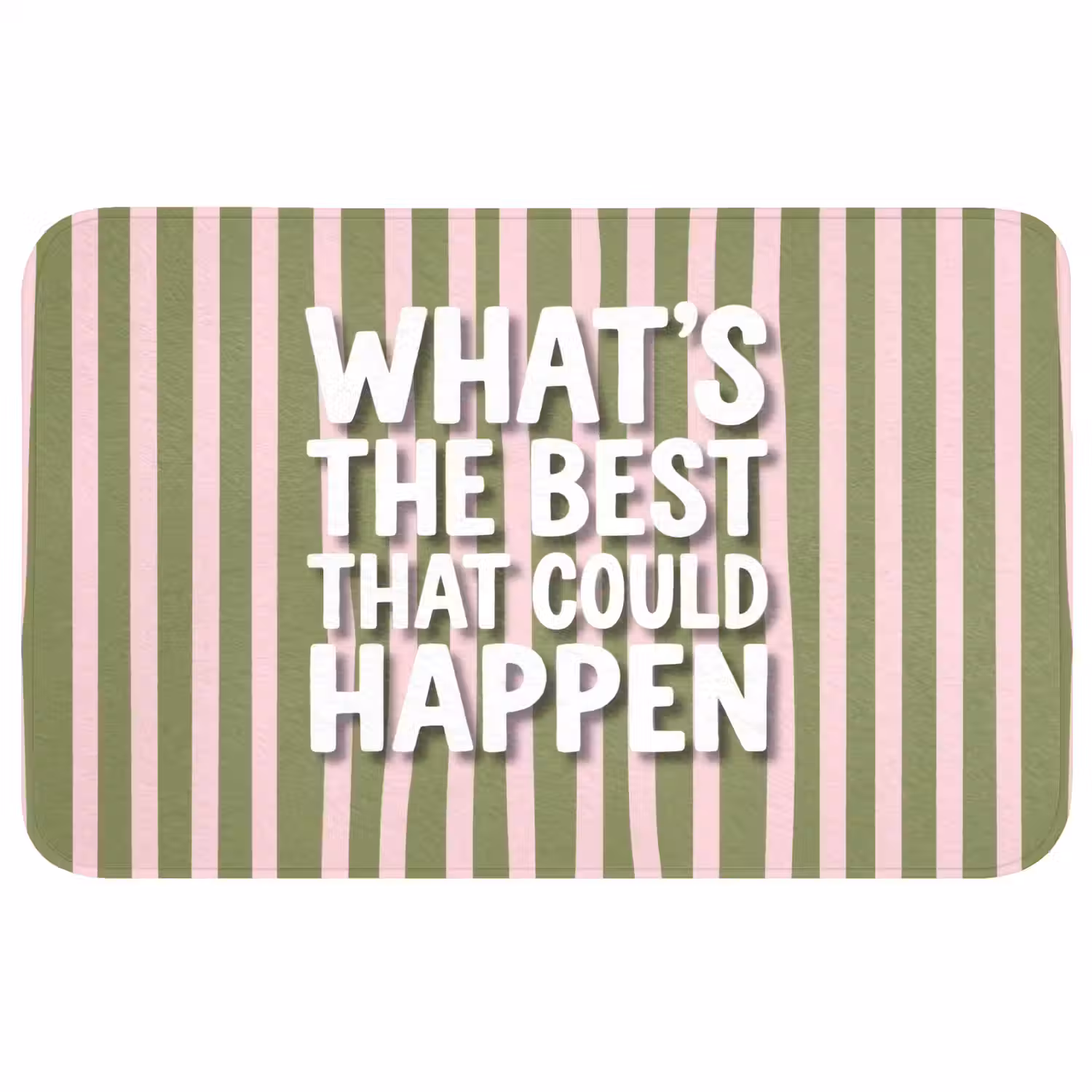 What's the best that could happen - Strepen - Groen - Roze Badmat middel -3d