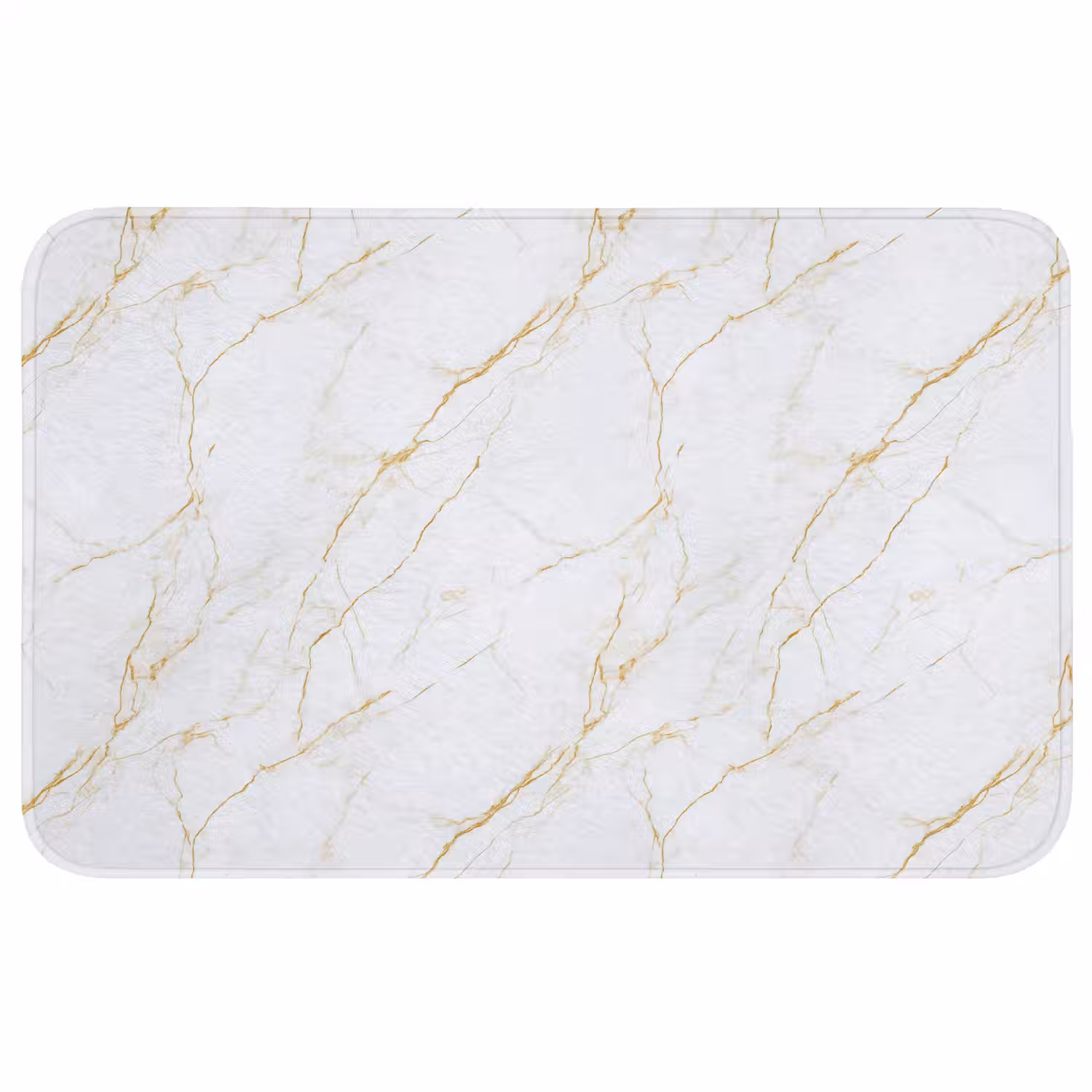 Wit - Marmer - Goud - Luxueus Badmat middel 997 -3d