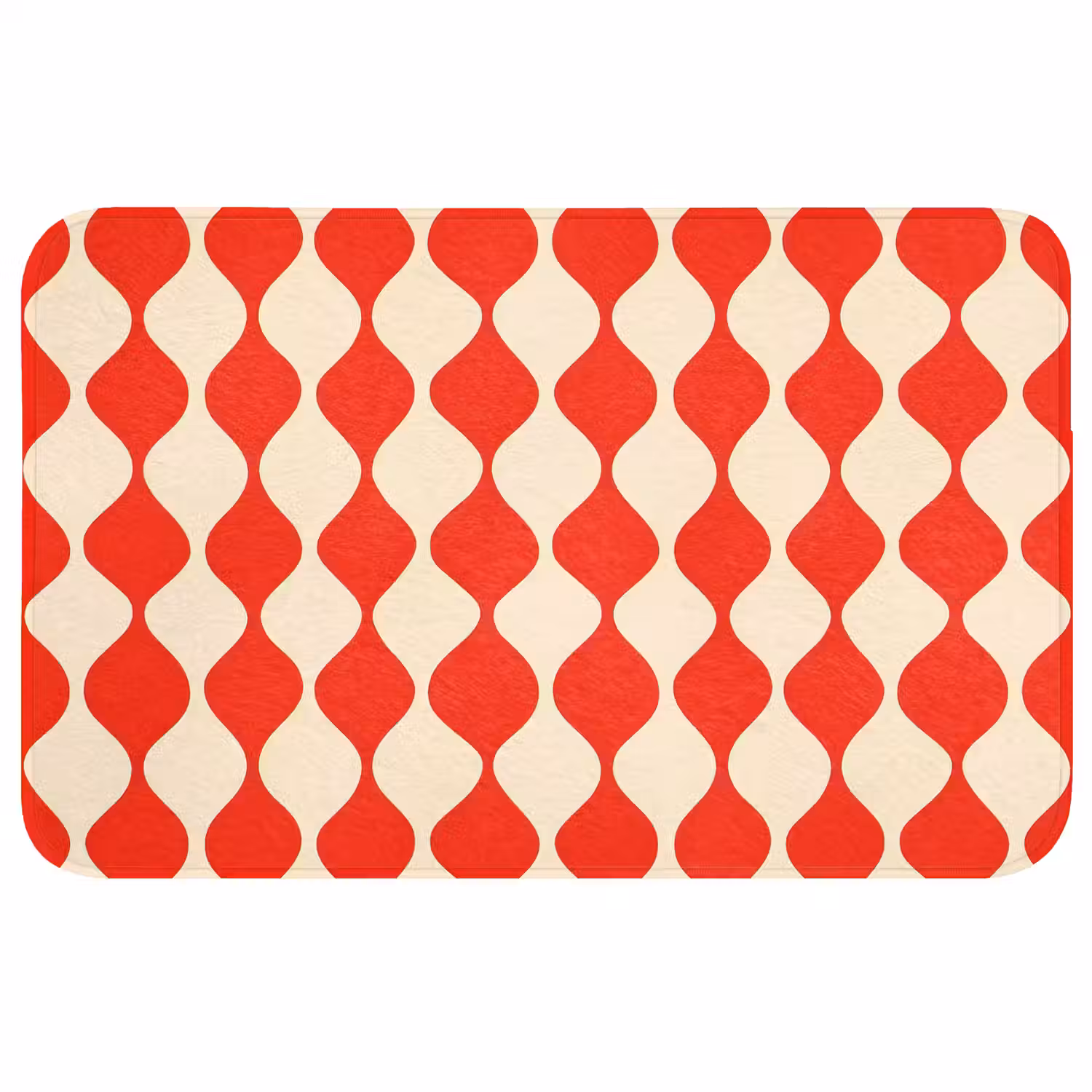 Golvend patroon - Retro - Rood - Beige Badmat middel 997 -3d