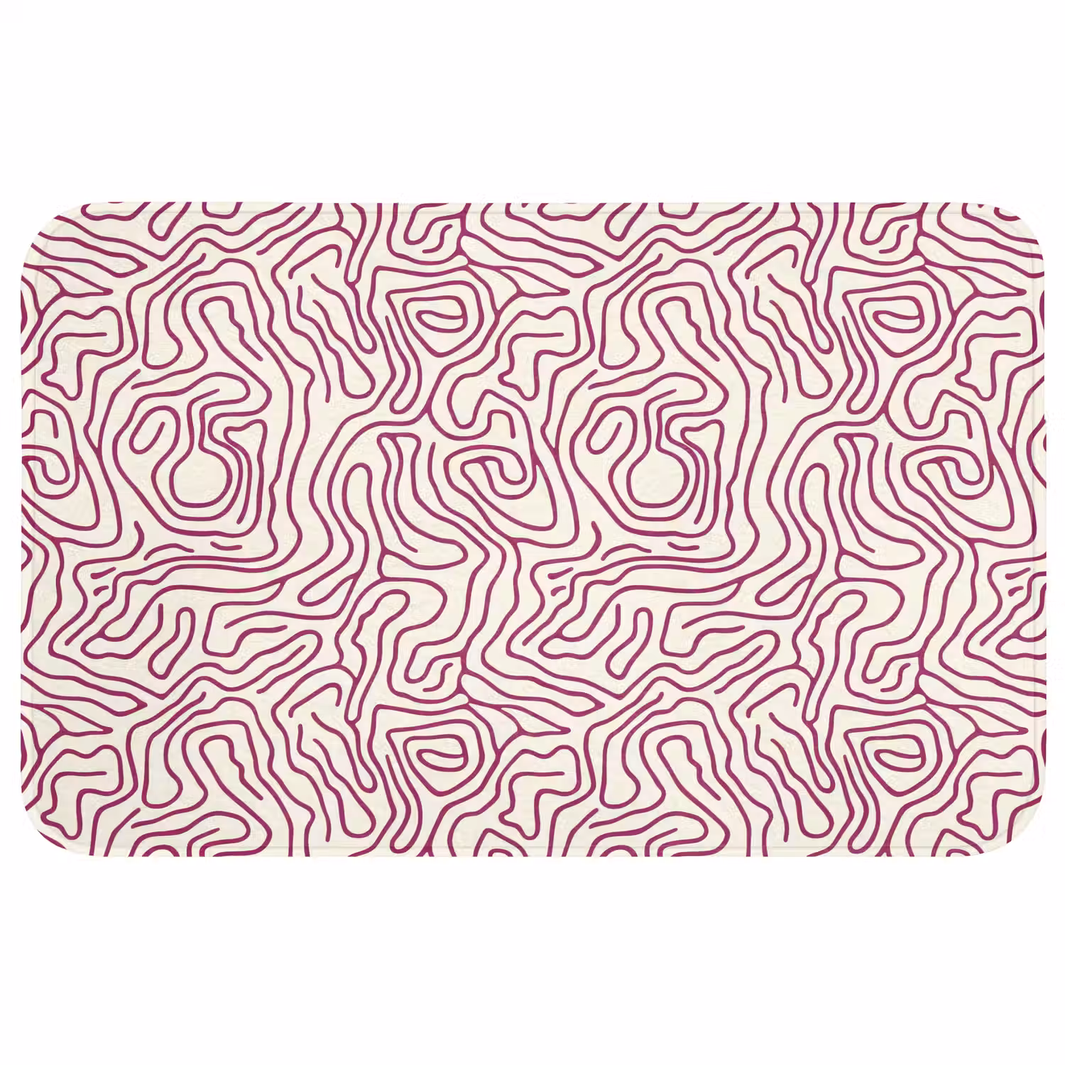 Kronkelende lijn - Magenta - Crème Badmat middel 997 -3d