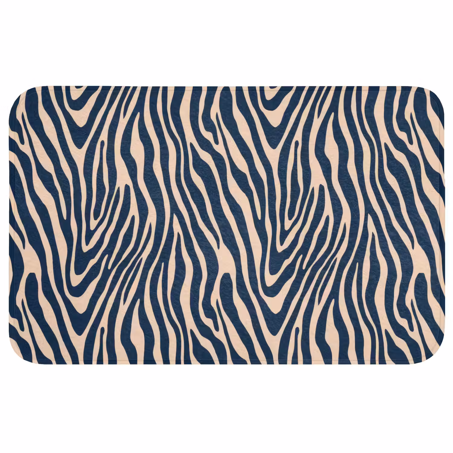 Zebra - Patroon - Blauw - Beige Badmat middel 997 -3d