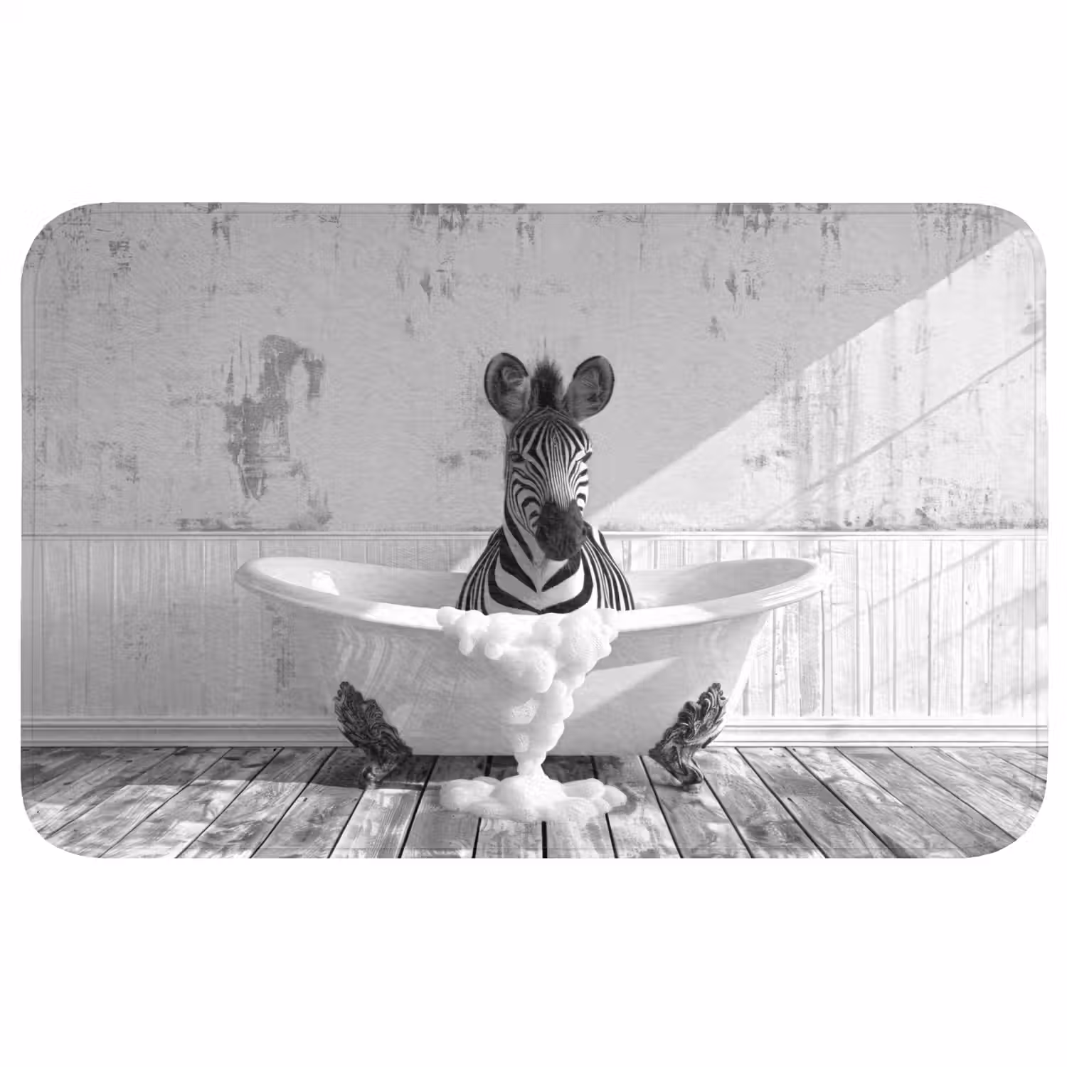 Zebra - Wilde dieren - Vintage - Zwart - Wit Badmat middel -3d
