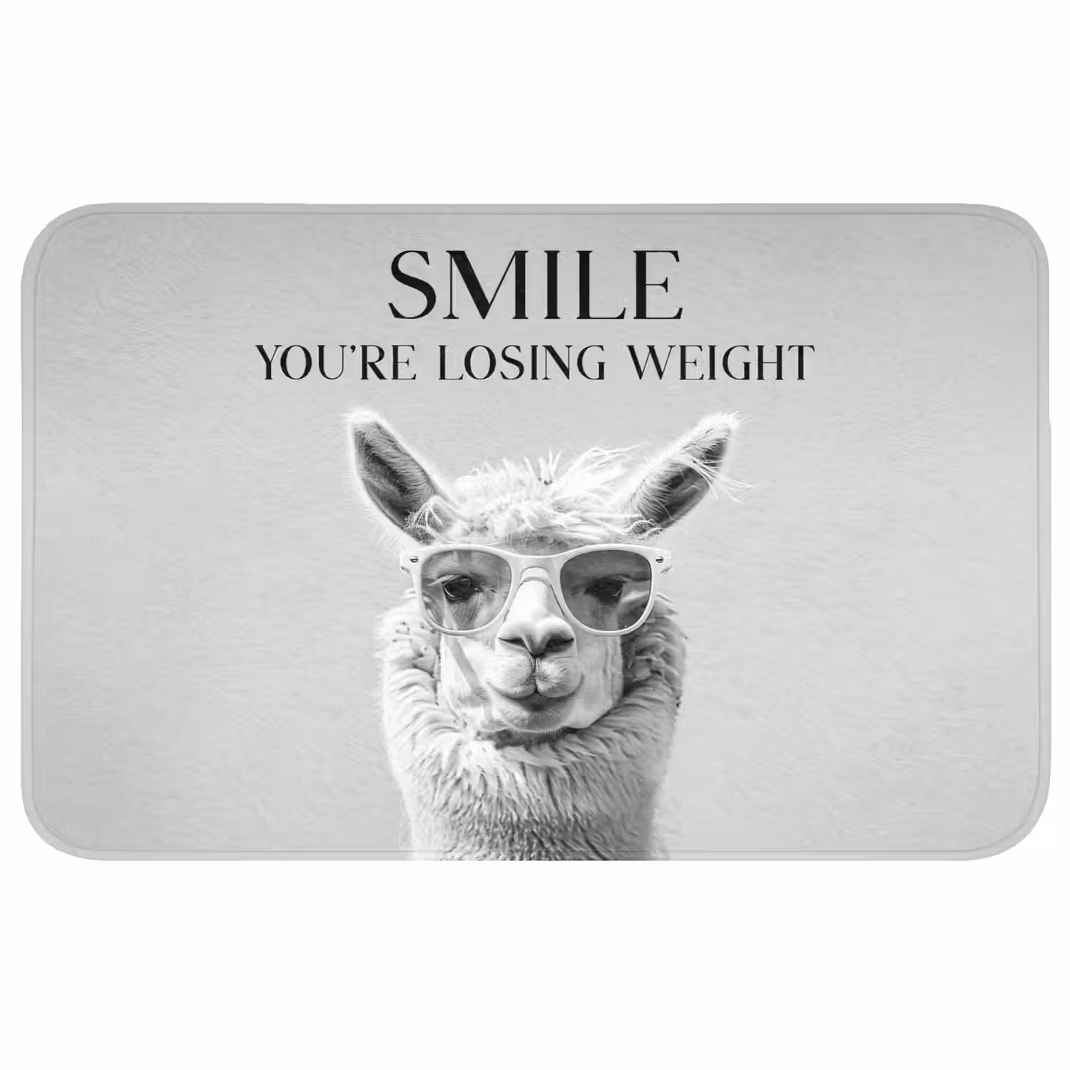 Quotes - Lama - Smile - Spreuken - Grijs Badmat middel -3d