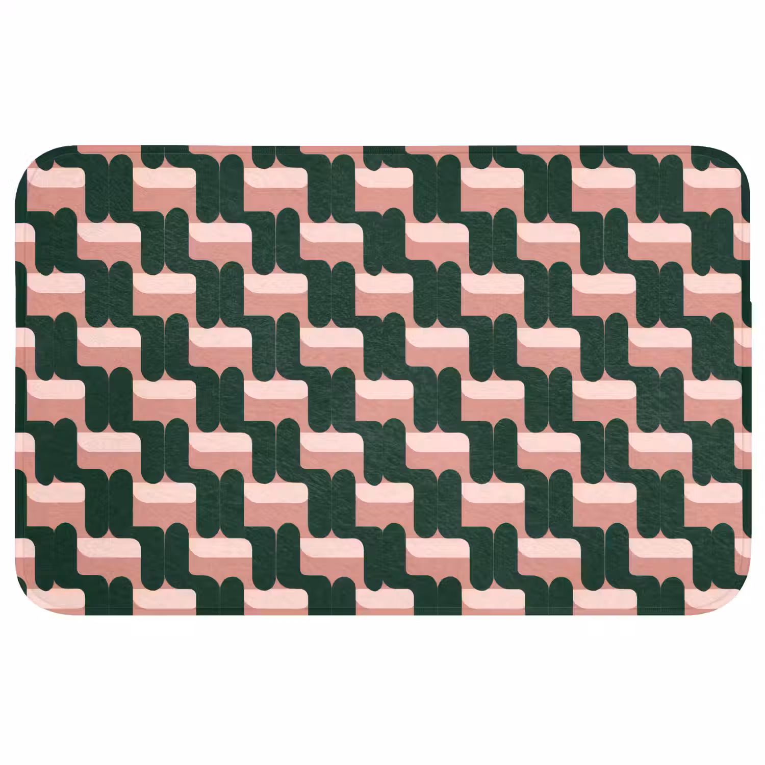 Vlechtpatroon - Groen - Roze - Geometrisch Badmat middel 997 -3d