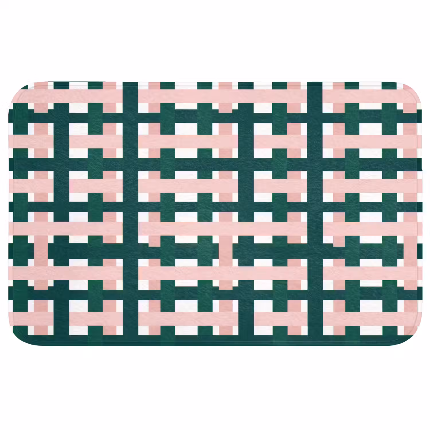 Vlechtpatroon - Groen - Roze - Grafisch Badmat middel 997 -3d