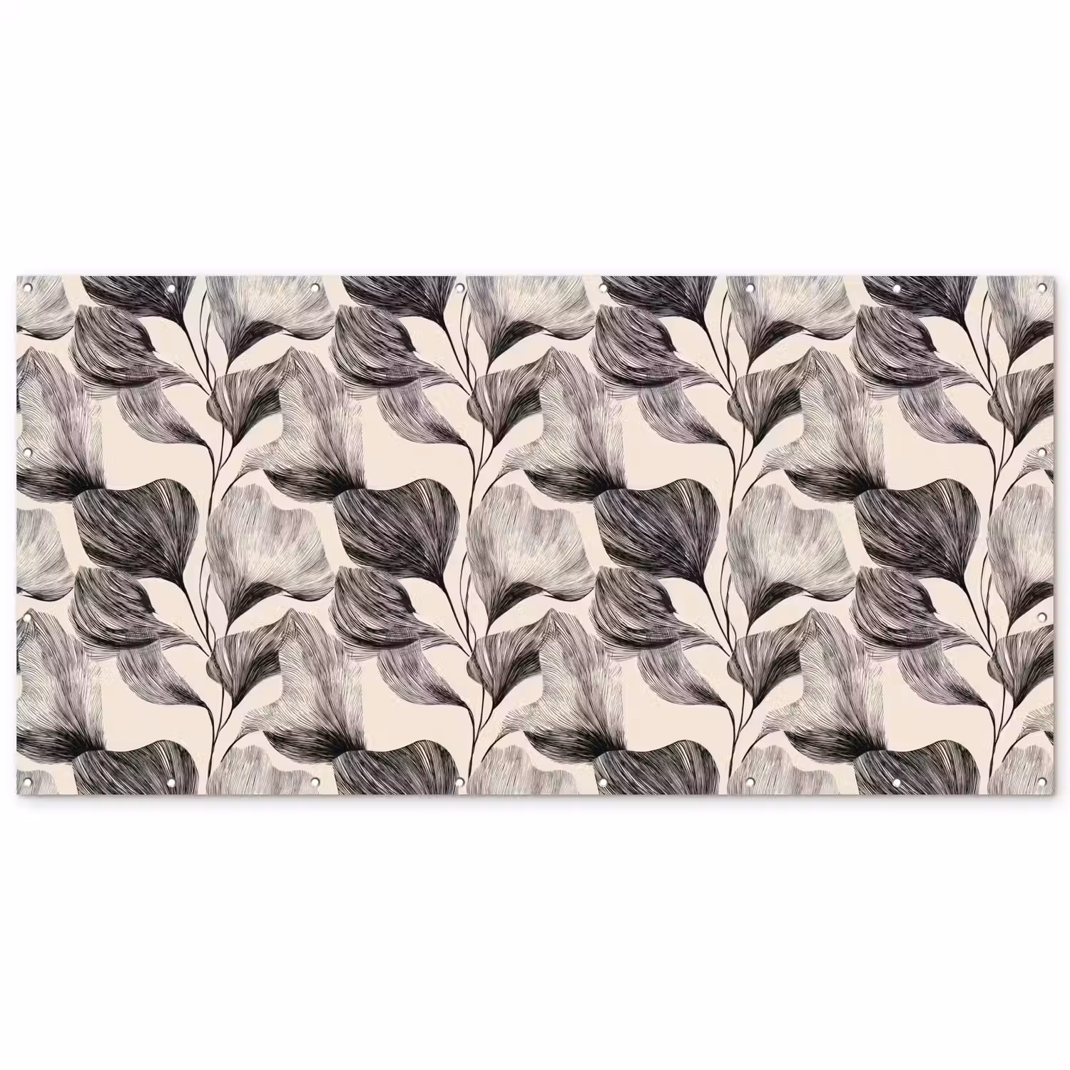 Botanisch - Bladeren - Zwart Balkonbeschermer Duitsland klein 596 -zz_3d