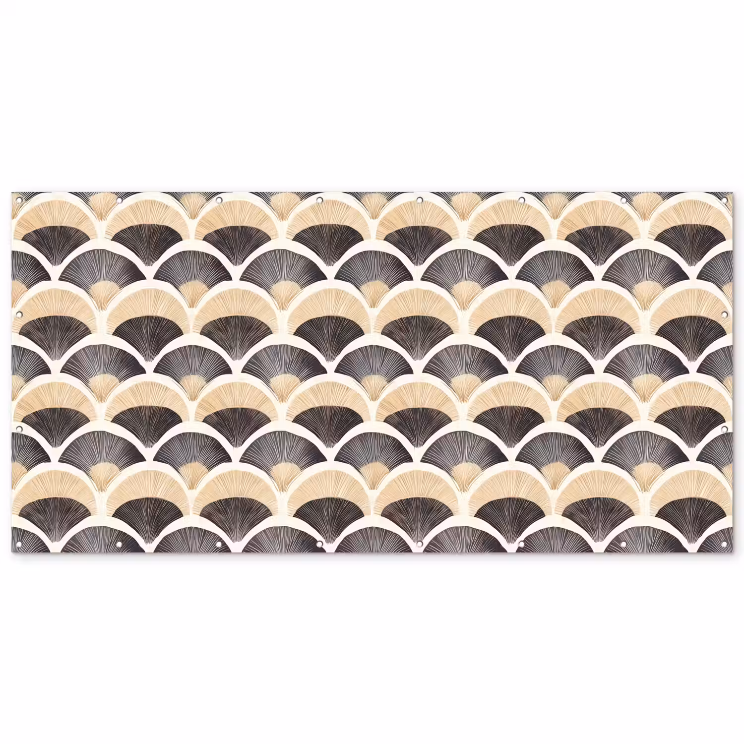 Waaier - Patroon - Zwart - Beige Balkonbeschermer Duitsland klein 596 -zz_3d