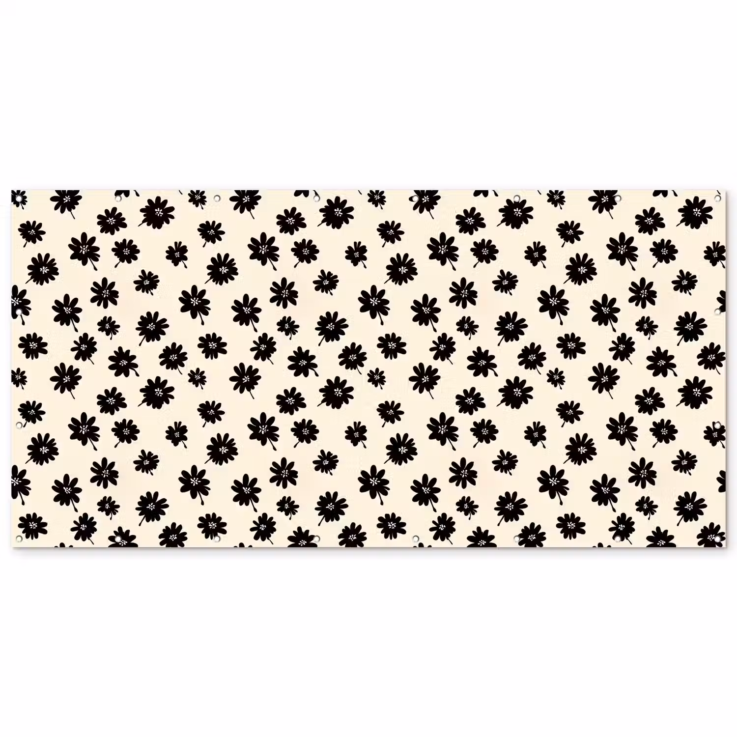 Madeliefjes - Grafisch - Zwart - Beige Balkonbeschermer Duitsland klein 596 -zz_3d