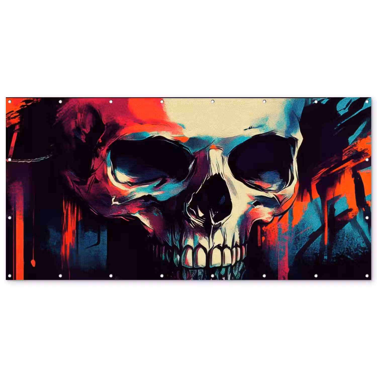 Schedel - Abstract - Rood - Blauw - Graffiti Balkonbeschermer Duitsland klein -zz_3d