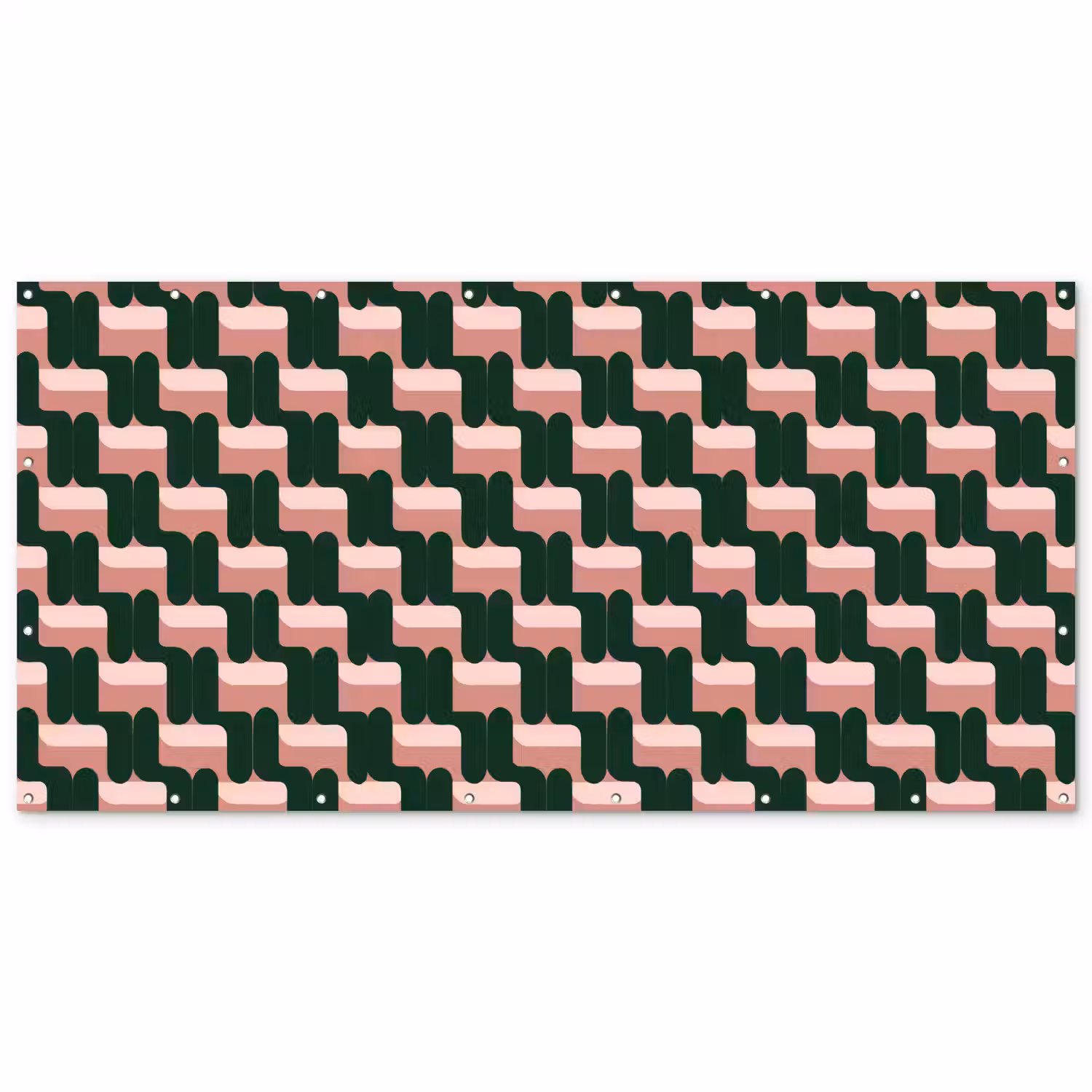 Vlechtpatroon - Groen - Roze - Geometrisch Balkonbeschermer Duitsland klein 596 -zz_3d