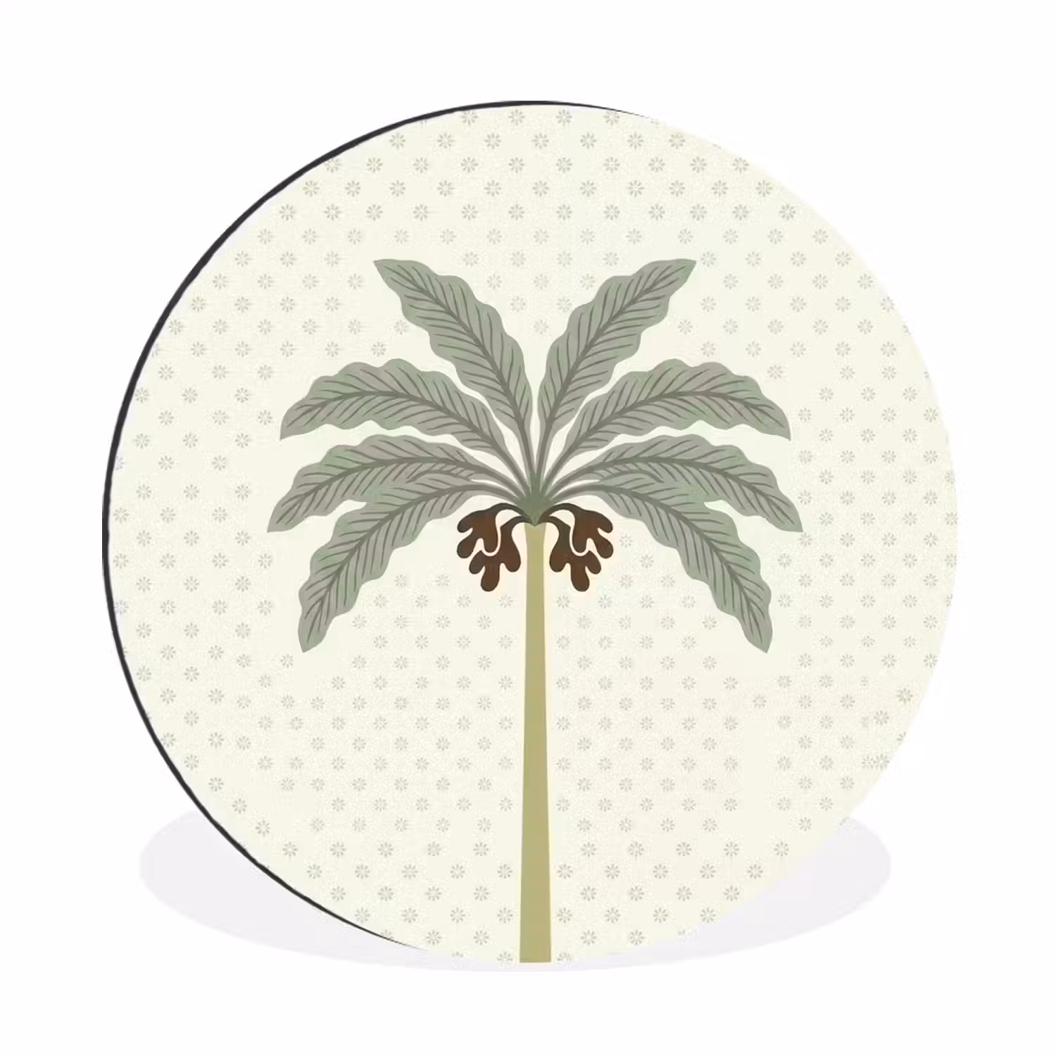 Boom - Bladeren - Groen - Decoratief - Beige Wandcirkel aluminium klein -3d
