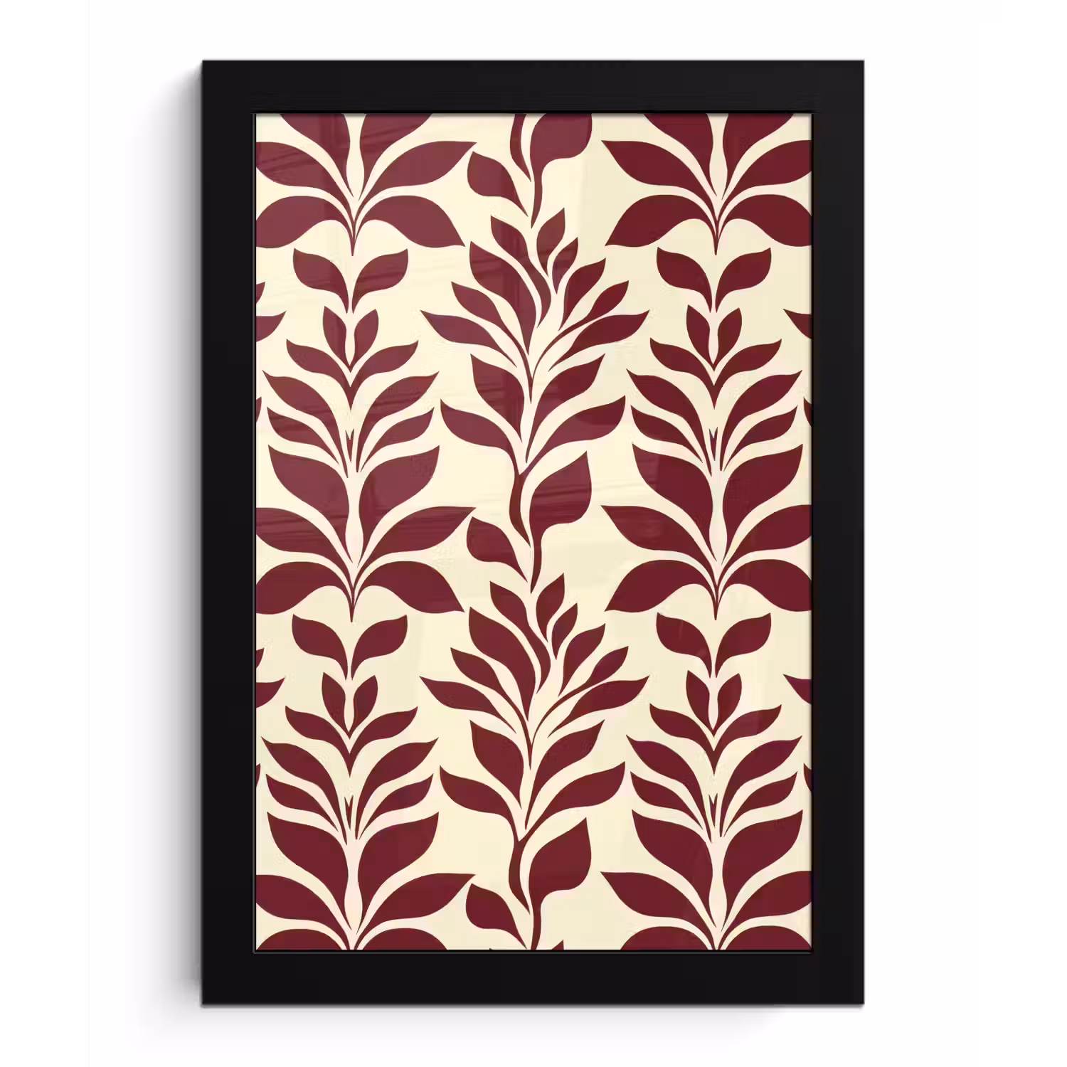 Abstract - Bladeren - Burgundy fotolijst zwart zonder passe partout klein 224 -3d