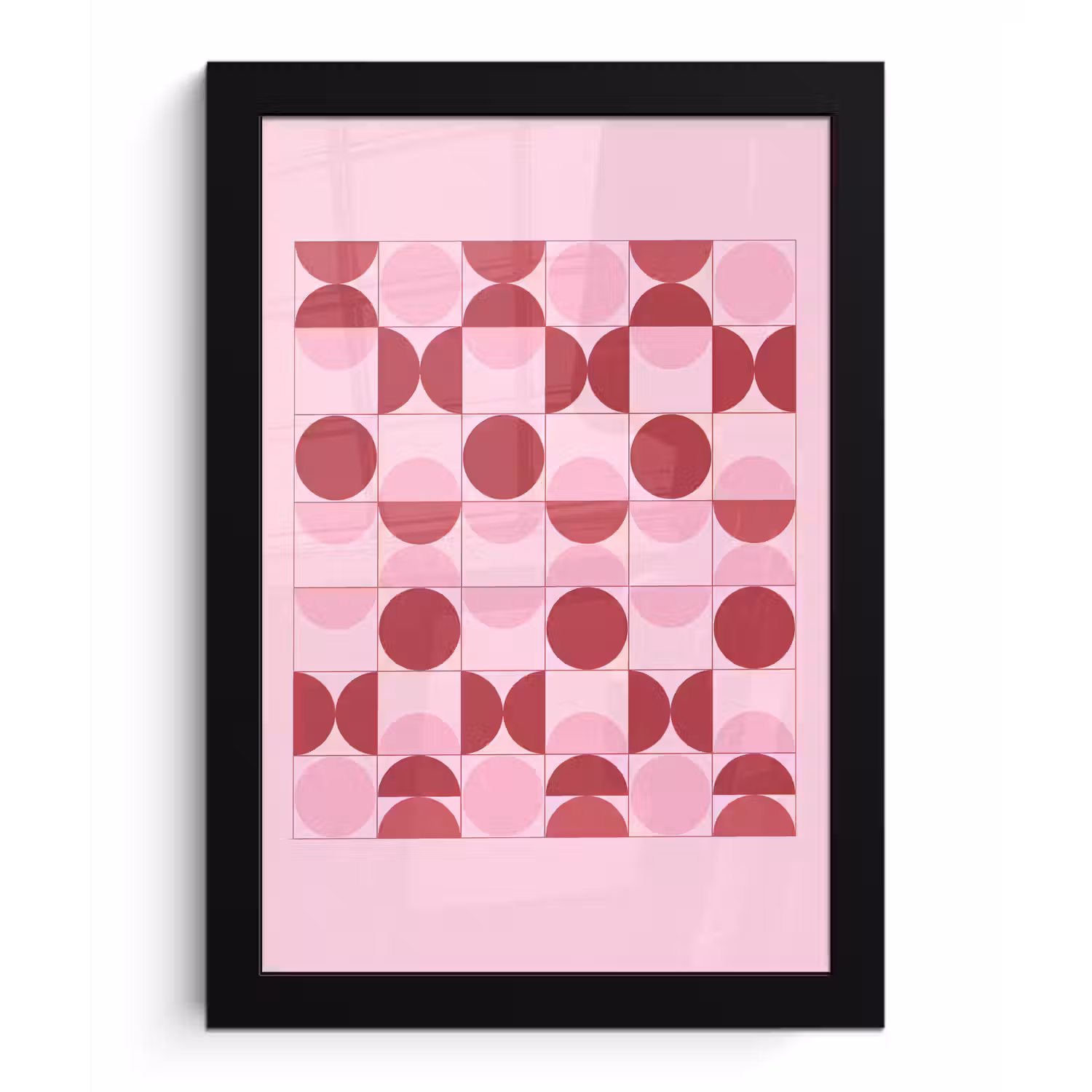 Abstract - Geometrisch - Cirkels - Roze - Modern fotolijst zwart zonder passe partout klein -3d