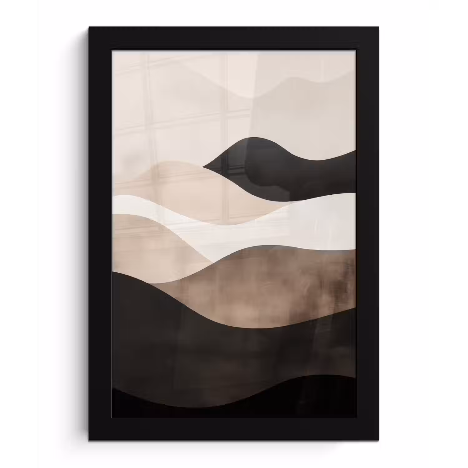 Abstract - Landschap - Golven - Crèmekleur fotolijst zwart zonder passe partout klein -3d