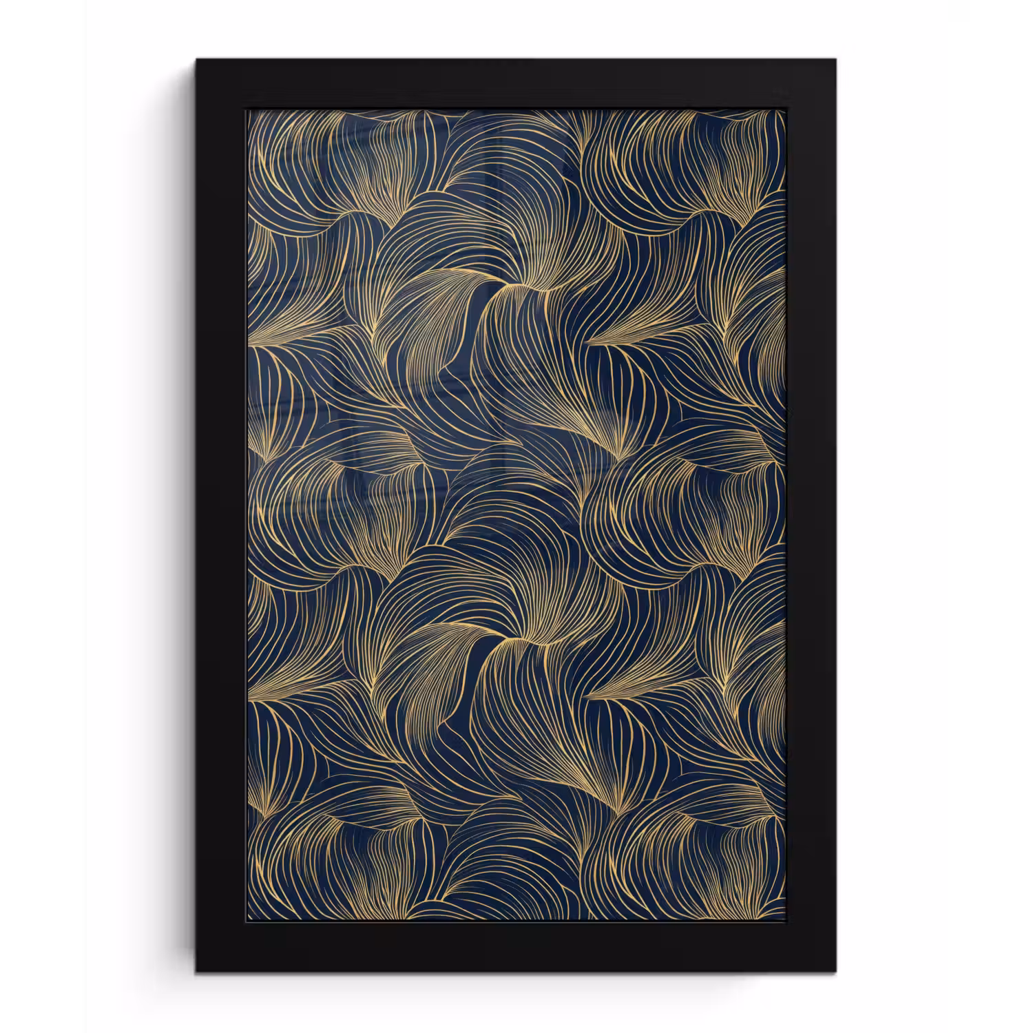 Abstract - Lijnen - Blauw - Goud fotolijst zwart zonder passe partout klein 224 -3d