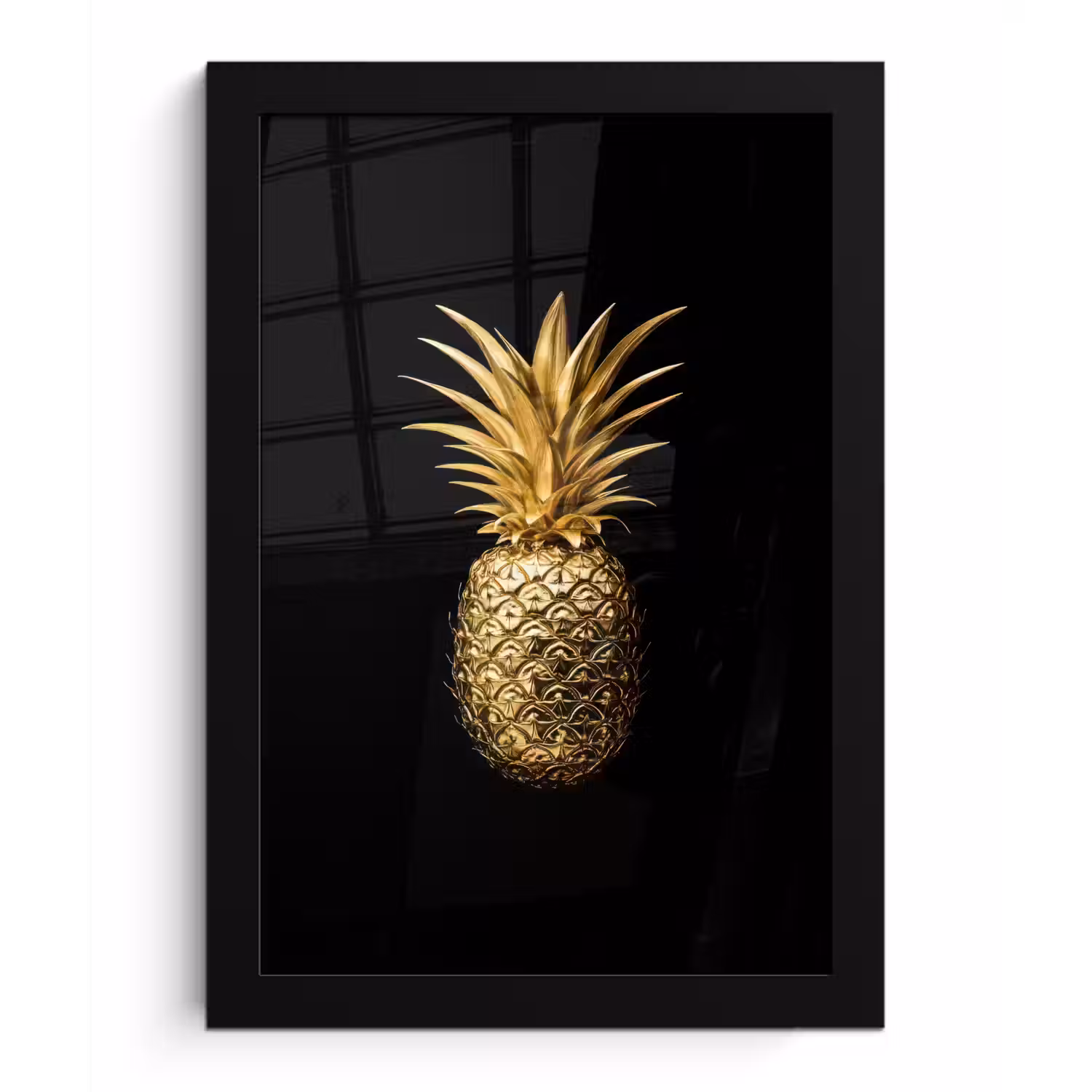 Ananas - Zwart - Goud - Luxe fotolijst zwart zonder passe partout klein -3d