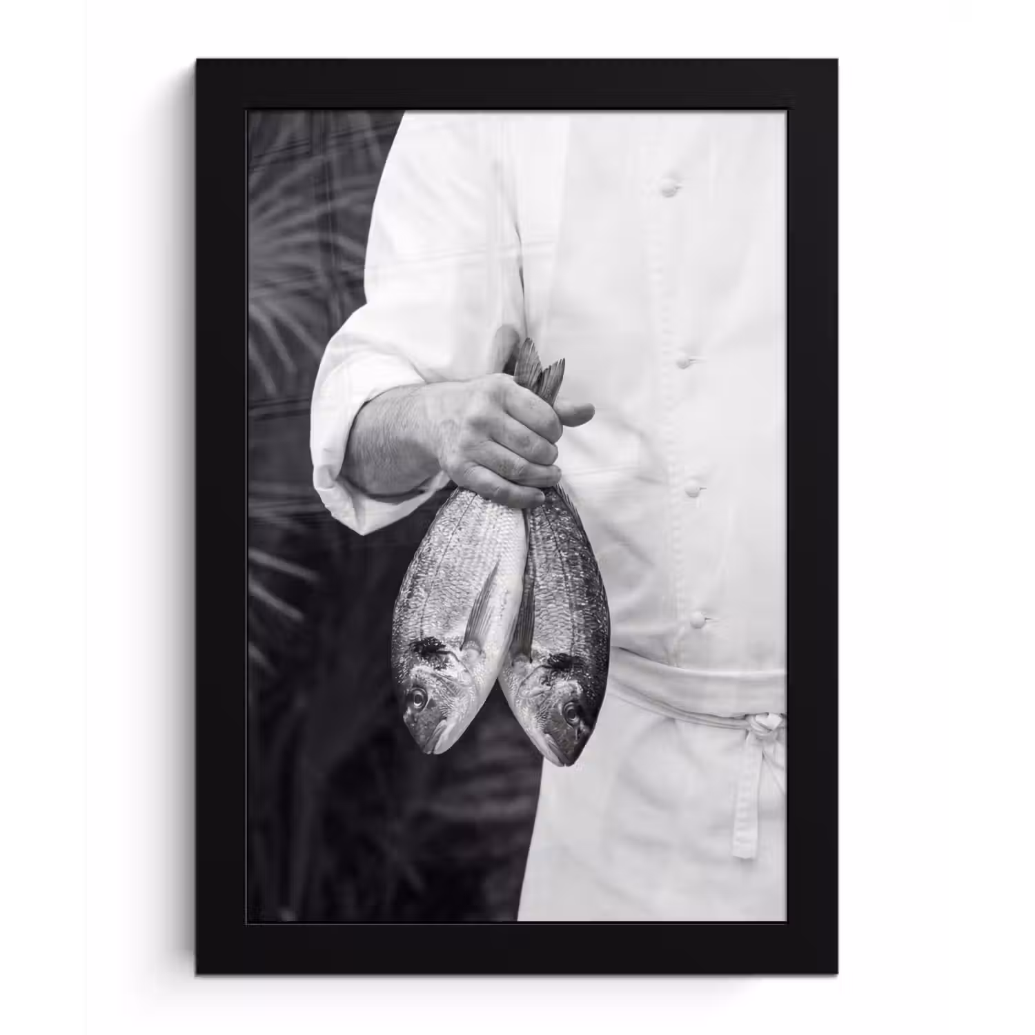 Vissen - Chef - Zwart - Wit fotolijst zwart zonder passe partout klein -3d