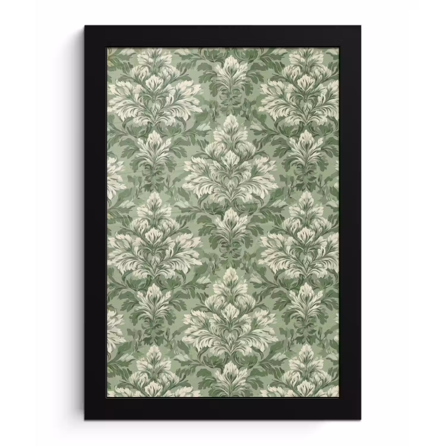 Sierlijk - Lichtgroen - Planten - Patroon - Getailleerd fotolijst zwart zonder passe partout klein 224 -3d
