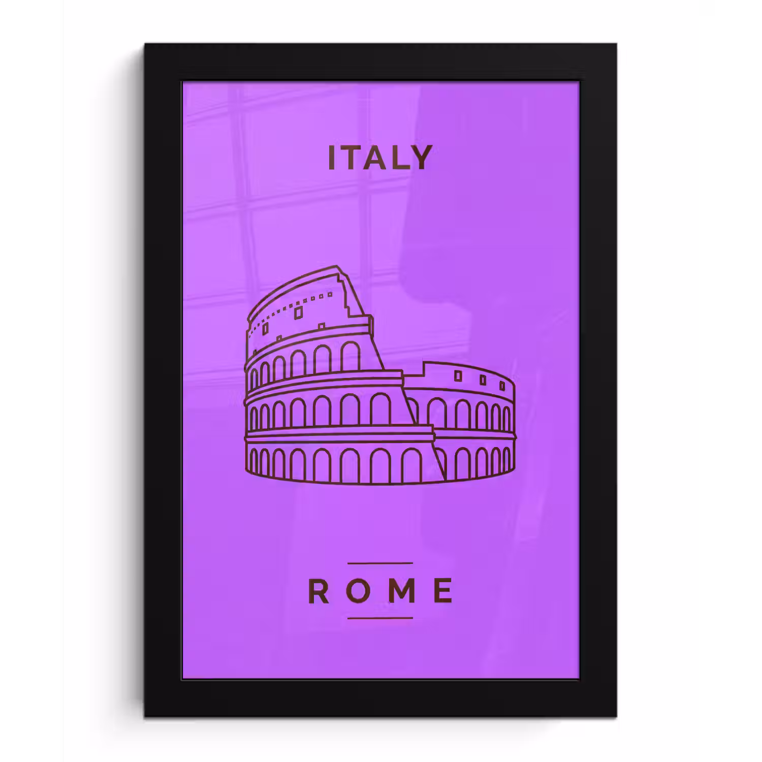 Architectuur - Colosseum - Rome - Minimalistisch - Paars fotolijst zwart zonder passe partout klein -3d