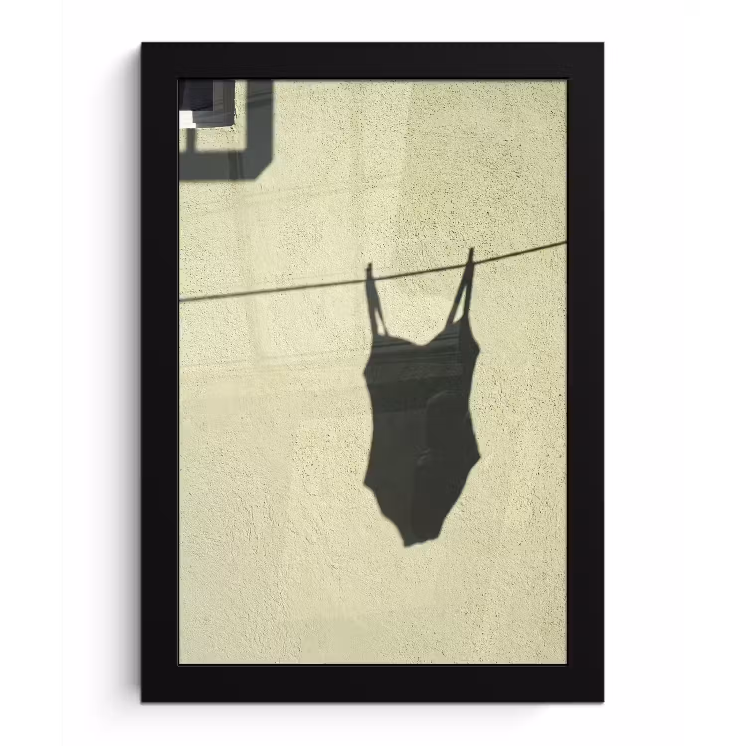 Badpak - Schaduw - Muur - Zomer - Minimalistisch fotolijst zwart zonder passe partout klein -3d