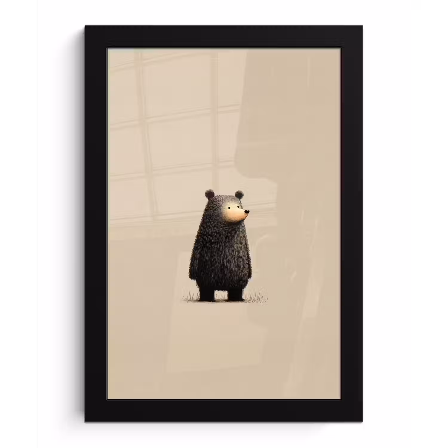 Beer - Donkerbruin - Minimalistisch fotolijst zwart zonder passe partout klein -3d