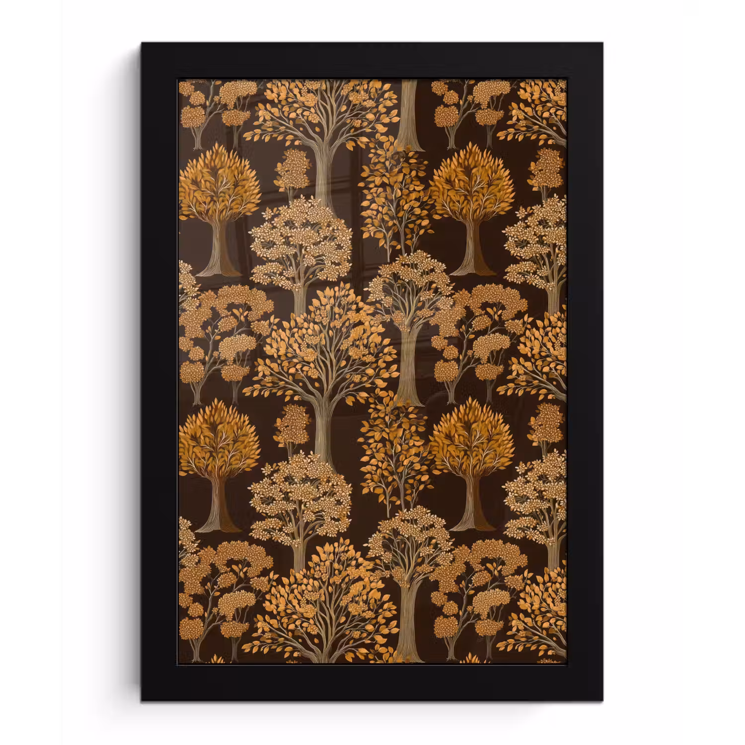 Bomen - Patroon - Bruin fotolijst zwart zonder passe partout klein 224 -3d