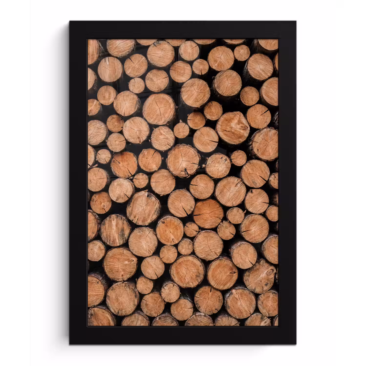 Houtblokken - Textuur - Patroon - Bruin - Rustiek fotolijst zwart zonder passe partout klein -3d