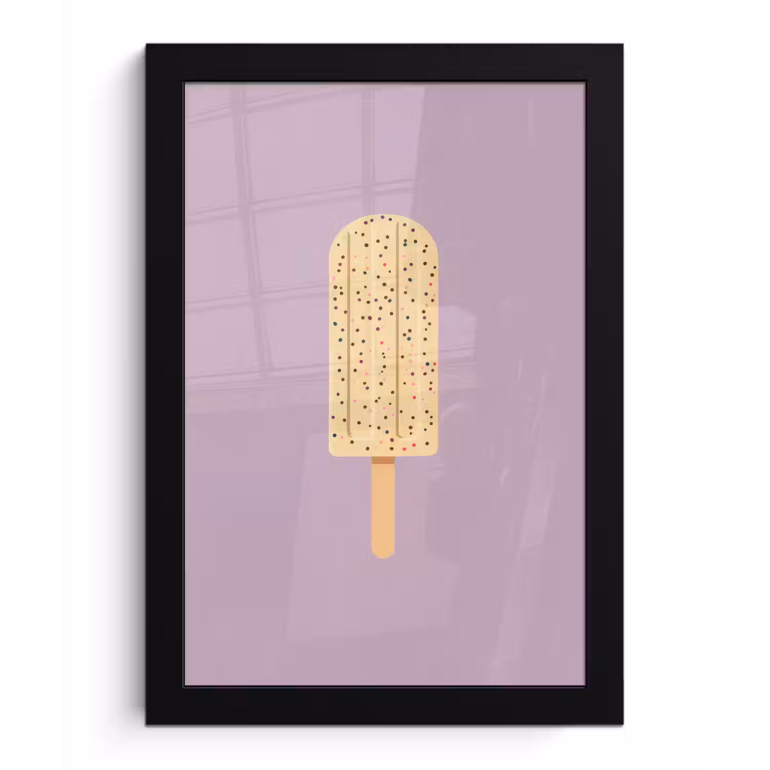 Beige - Ijsje - Spikkels fotolijst zwart zonder passe partout klein -3d
