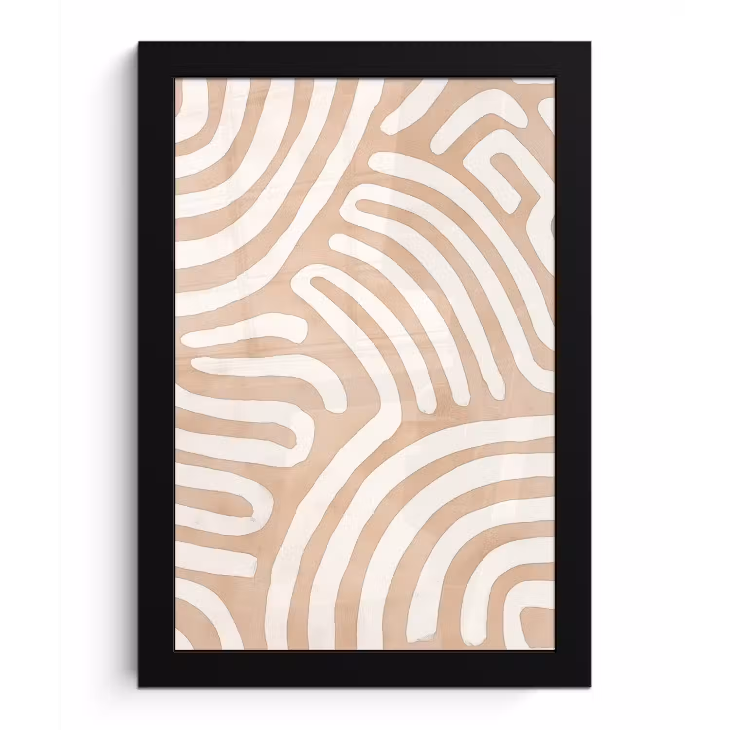 Beige - Aardspatroon fotolijst zwart zonder passe partout klein -3d