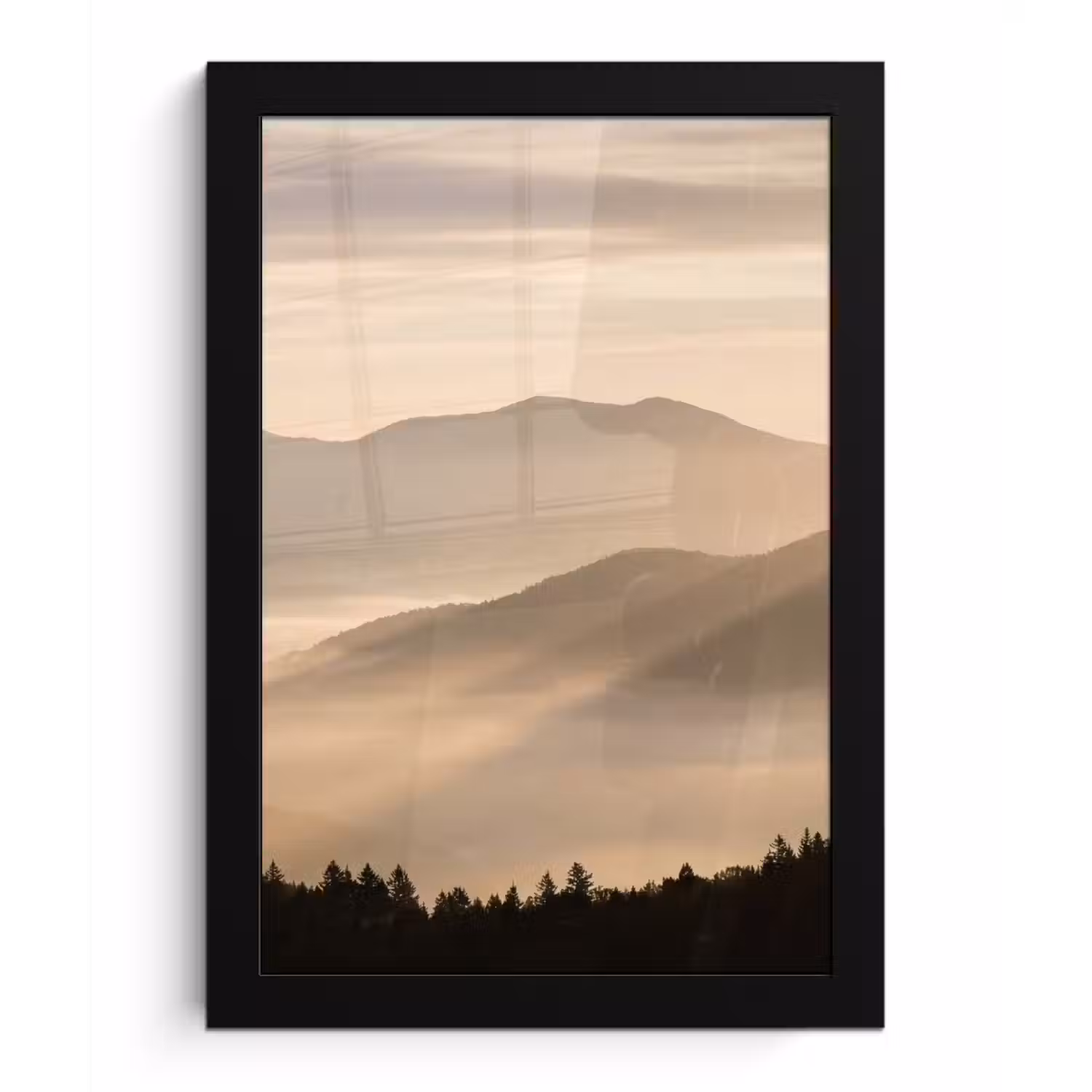 Bergen - Mist - Zonnestralen fotolijst zwart zonder passe partout klein -3d