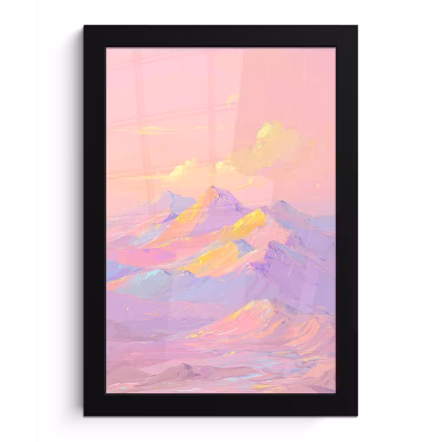 Bergtoppen - Wolken - Dromerig fotolijst zwart zonder passe partout klein -3d