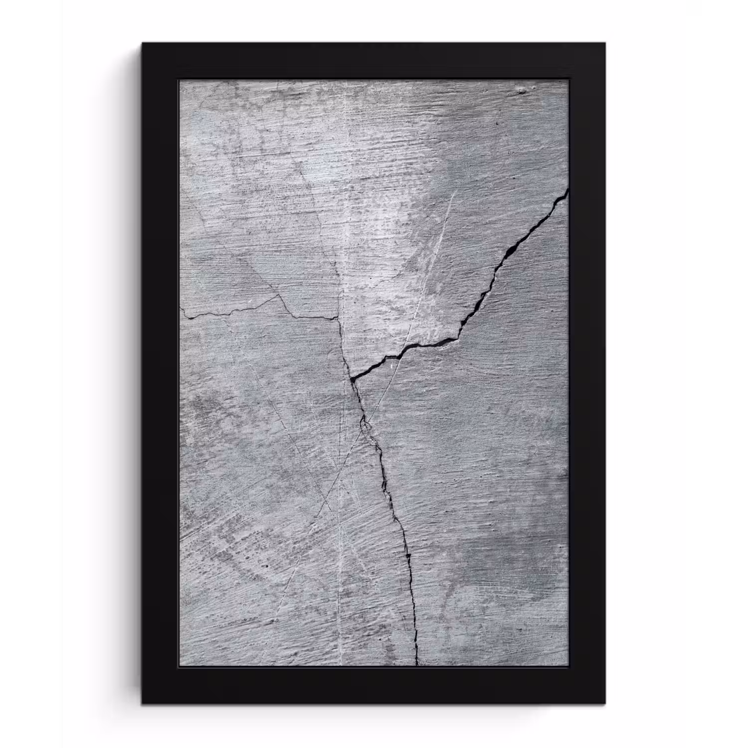 Beton - Grijs - Scheur fotolijst zwart zonder passe partout klein -3d