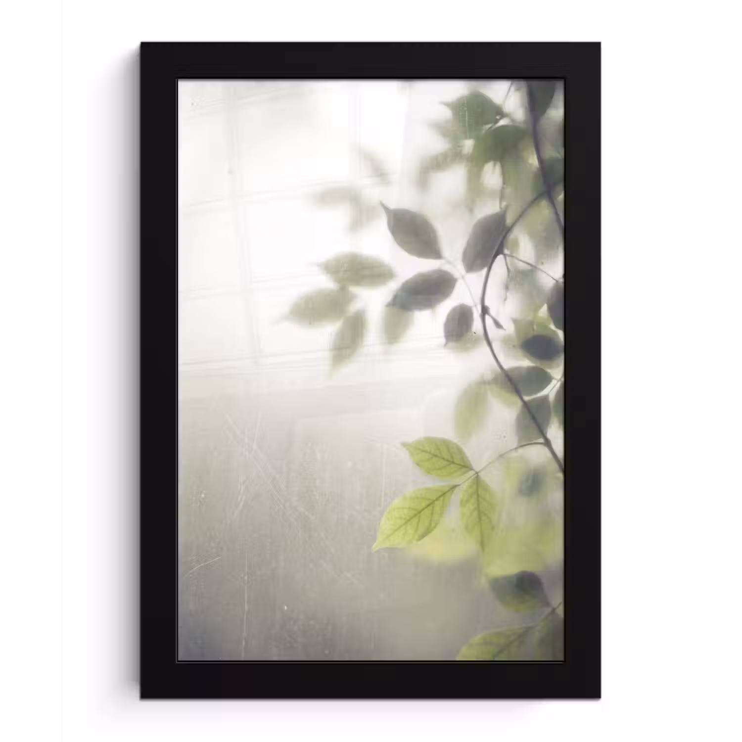 Blad - Schaduw - Natuur - Abstract - Groen fotolijst zwart zonder passe partout klein -3d