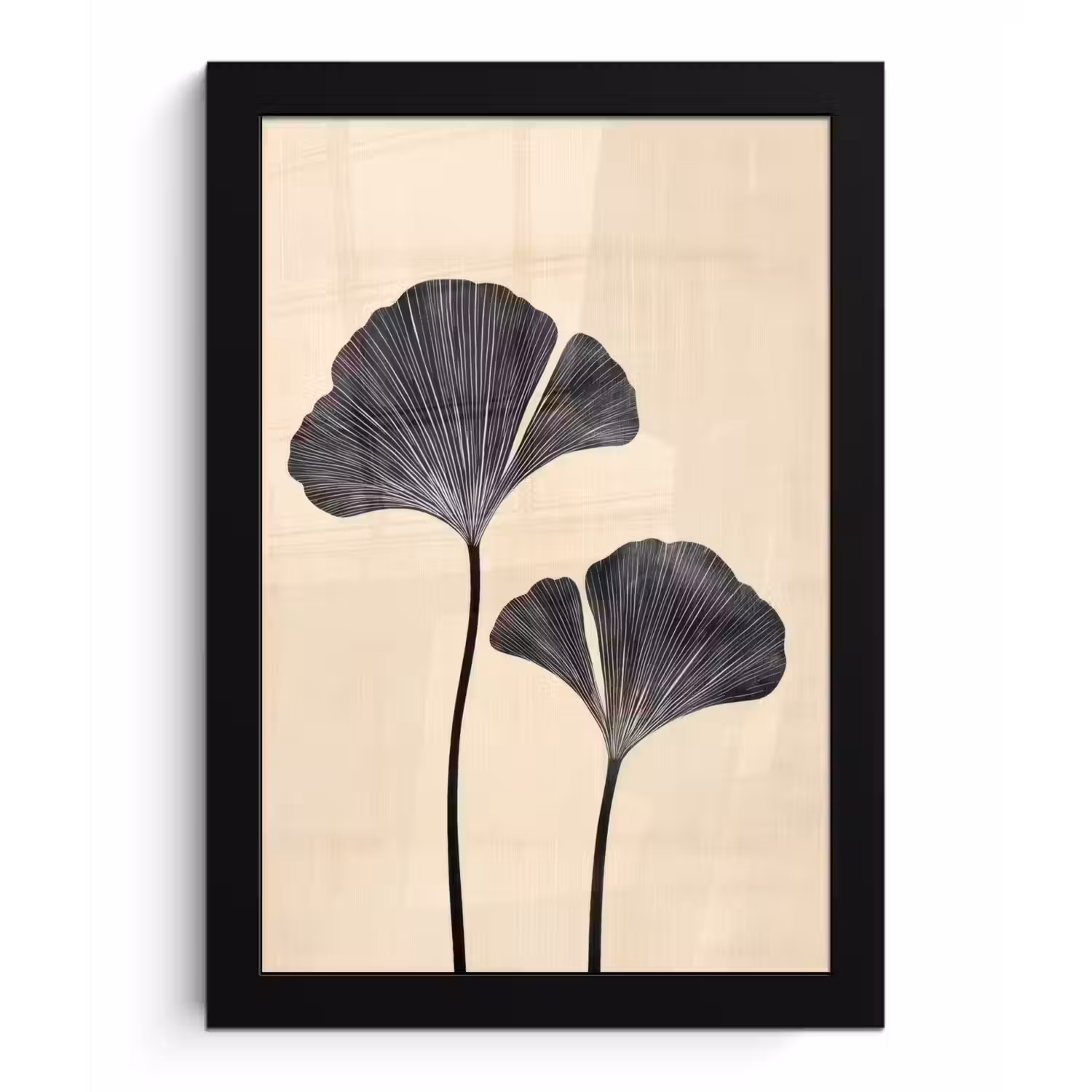 Bladeren - Minimalistisch - Zwart fotolijst zwart zonder passe partout klein -3d