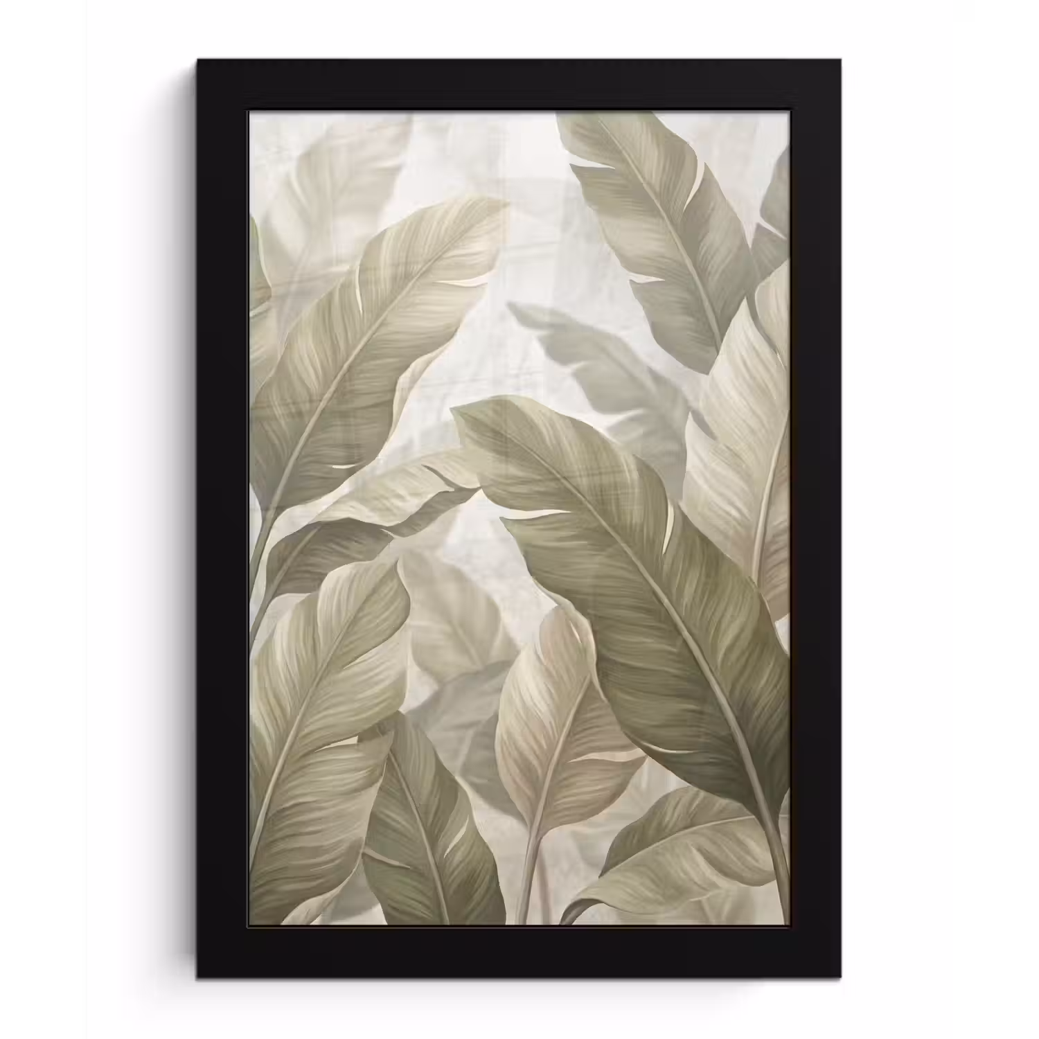 Bladeren - Tropisch - Natuur - Abstract - Beige fotolijst zwart zonder passe partout klein -3d