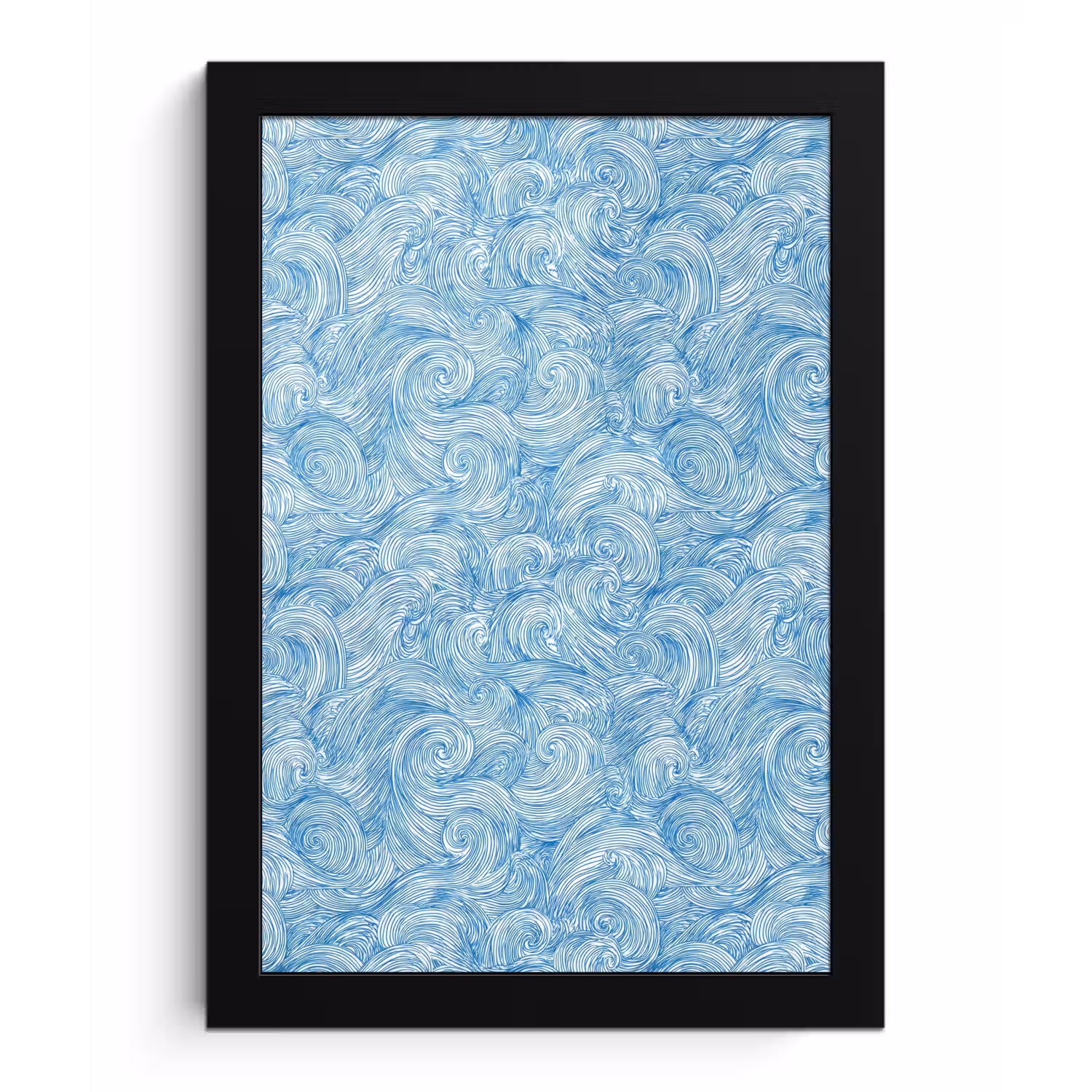 Blauw - Wit - Spiraal - Golven - Lijnen fotolijst zwart zonder passe partout klein 224 -3d