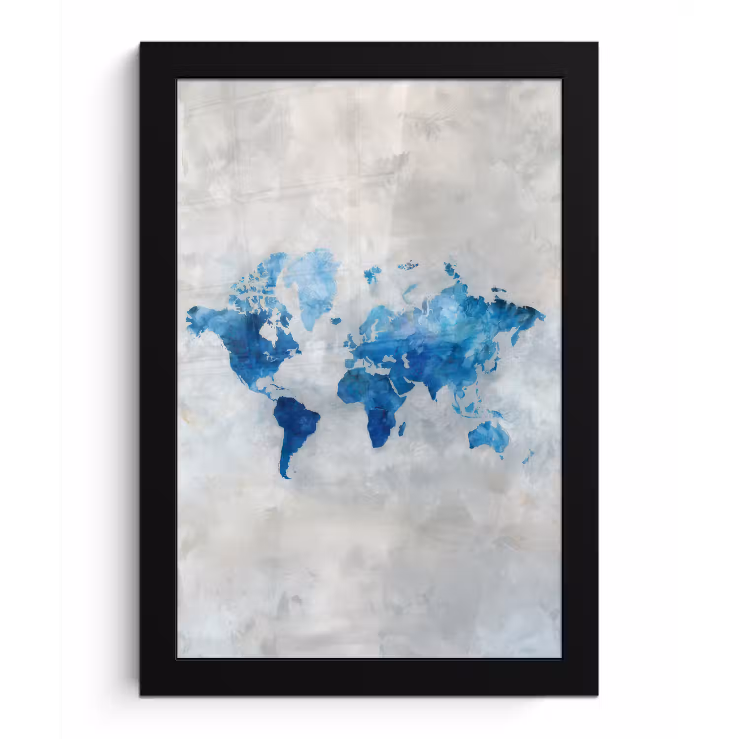 Blauw - Wolken - Textuur - Wereldkaart fotolijst zwart zonder passe partout klein -3d