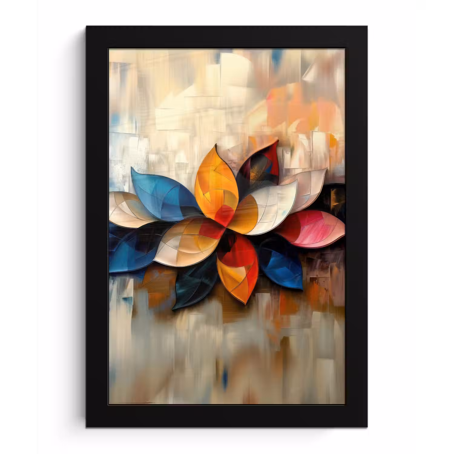 Bloem - Abstract - Kleurrijk - Bladeren fotolijst zwart zonder passe partout klein -3d