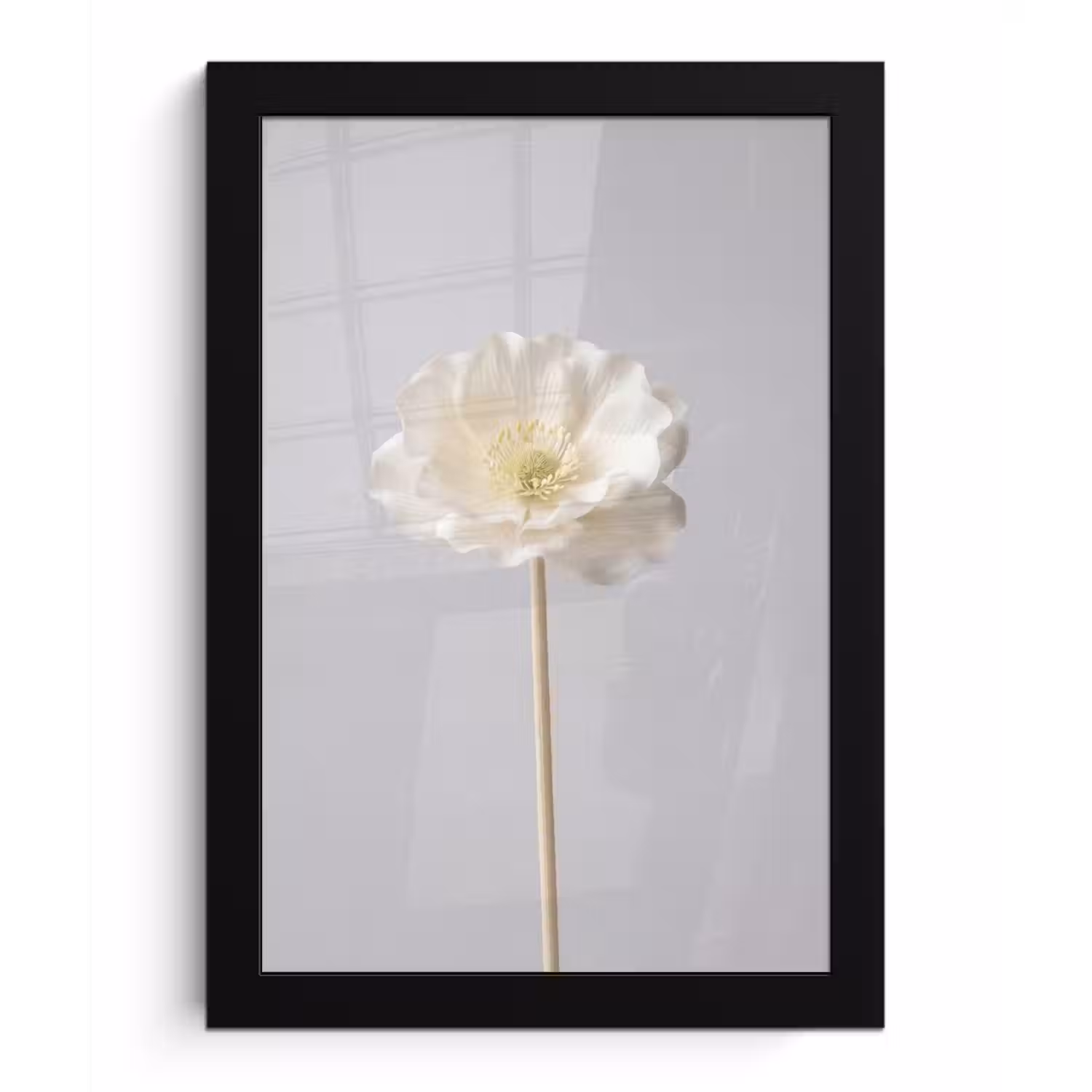 Bloem - Minimalistisch -Wit fotolijst zwart zonder passe partout klein -3d