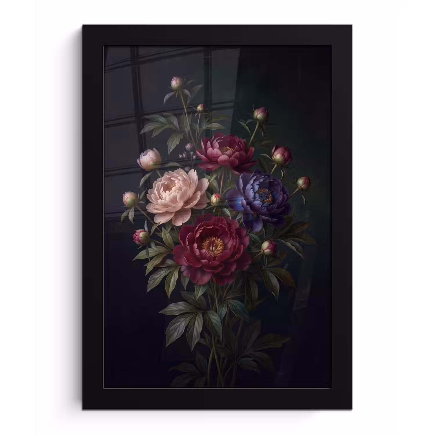 Bloemen - Boeket - Natuur - Modern - Donker fotolijst zwart zonder passe partout klein -3d