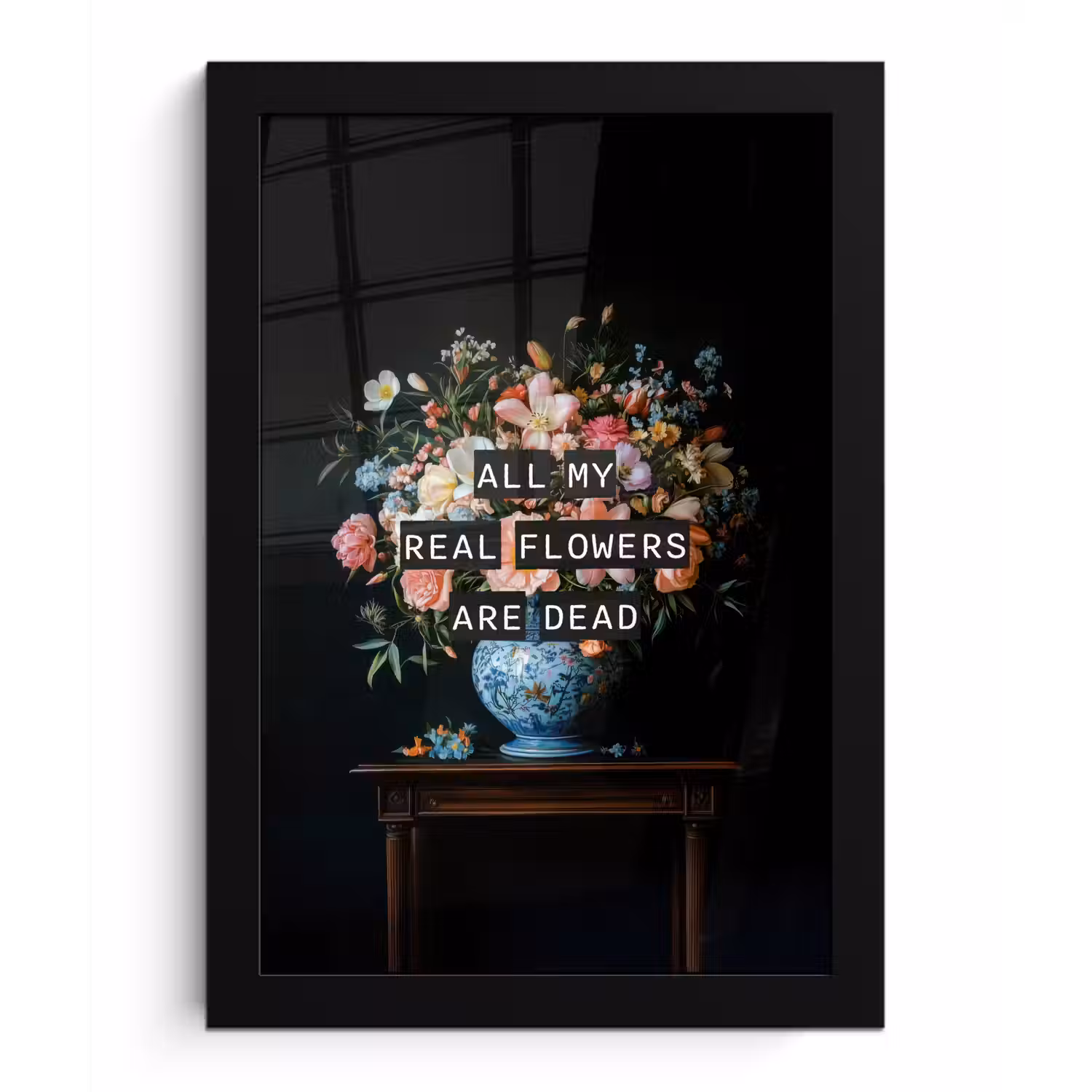 Bloemen - Art - Pastel - Quotes fotolijst zwart zonder passe partout klein -3d