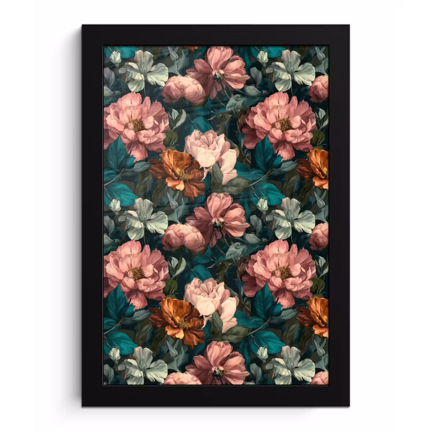 Bloemen - Schilderachtig - Patroon - Roze fotolijst zwart zonder passe partout klein 224 -3d