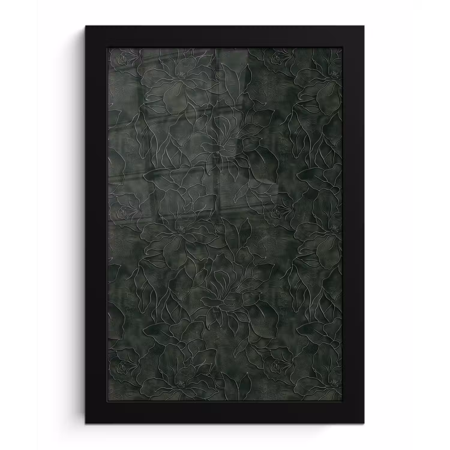 Bloemen - Lijnen - Groen fotolijst zwart zonder passe partout klein 224 -3d